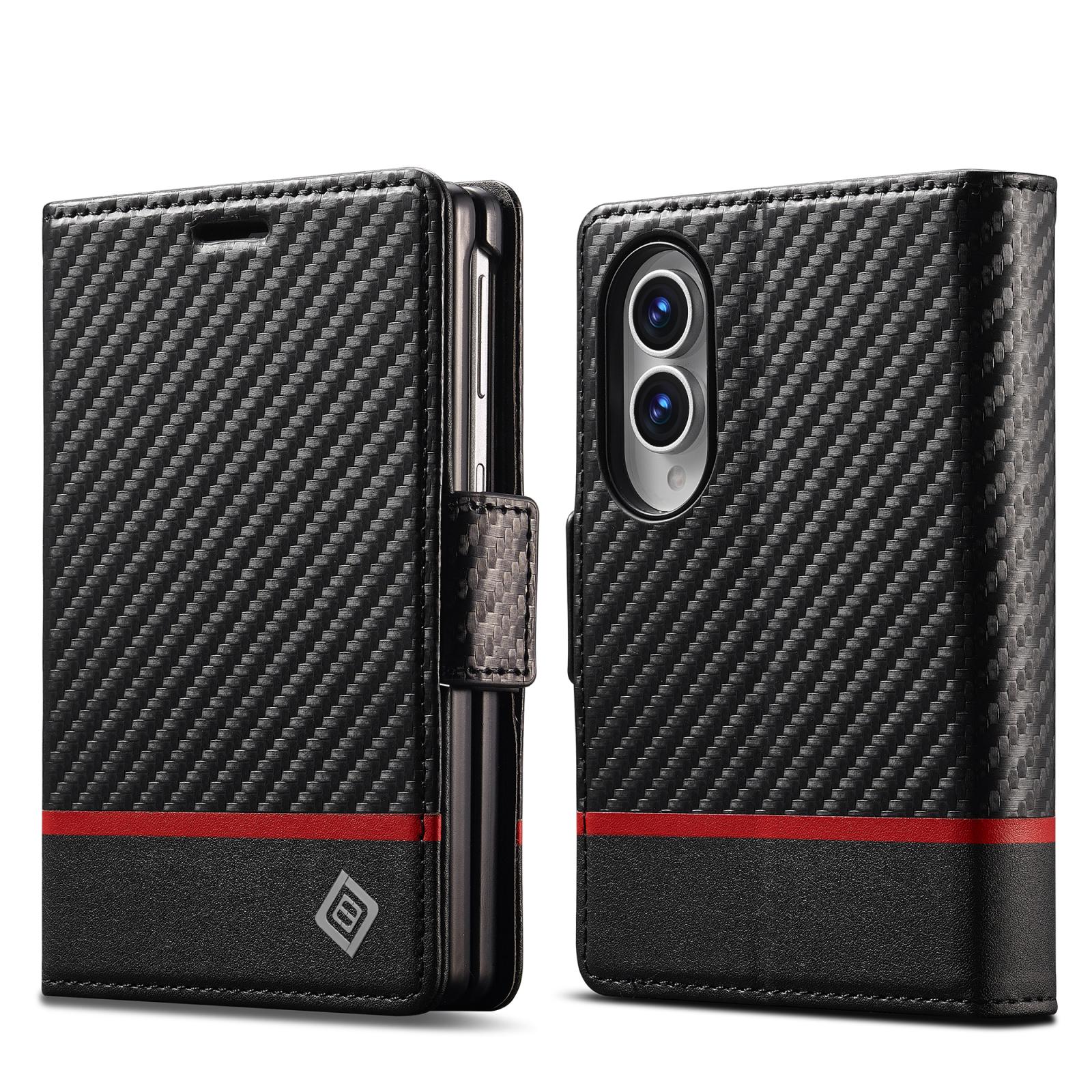 For Galaxy Z Fold8 5G LC.IMEEKE Carbon Fiber Leather Phone Case(Horizontal Black) - Shopkiz.com