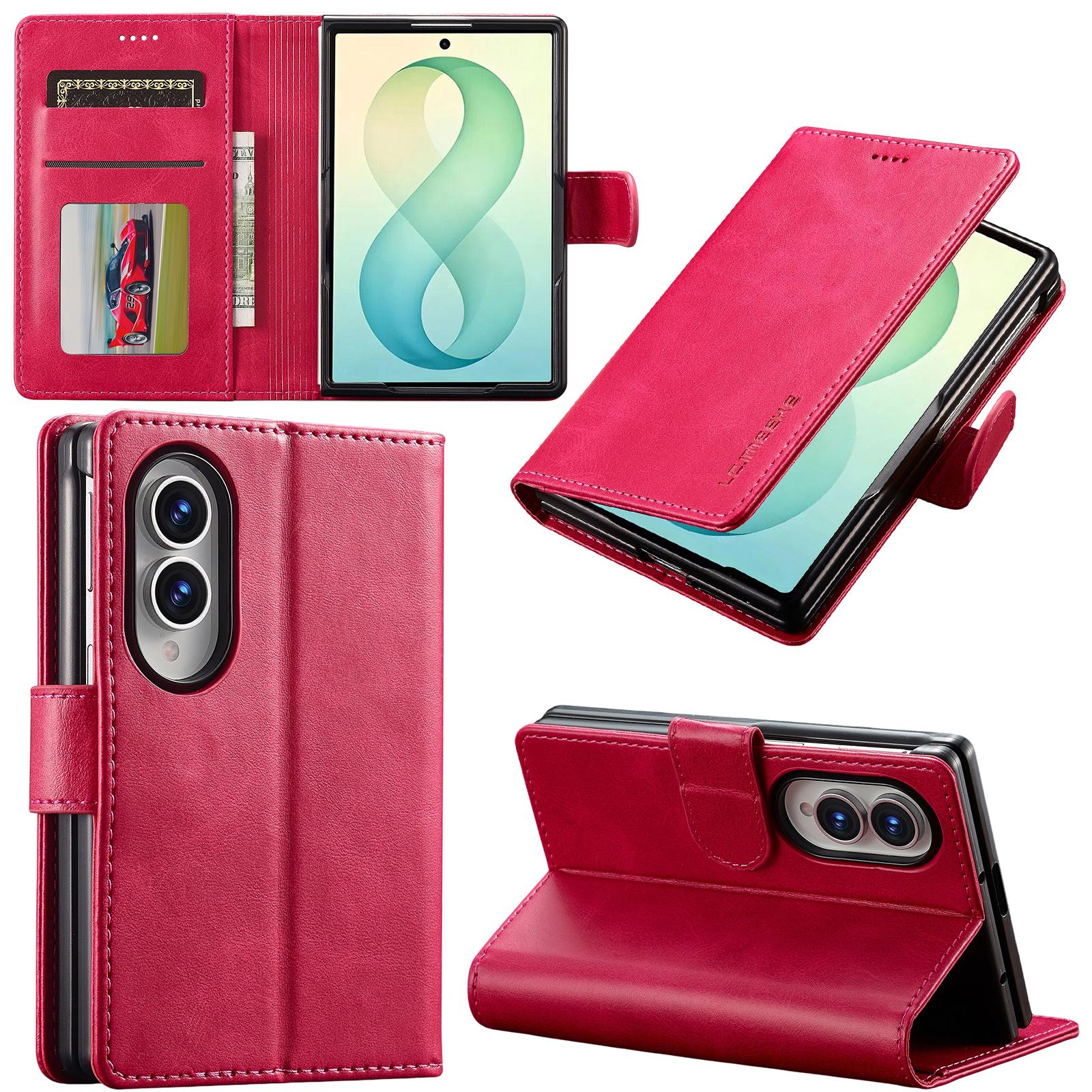For Galaxy Z Fold8 5G LC.IMEEKE Calf Texture Leather Phone Case(Red) - Shopkiz.com