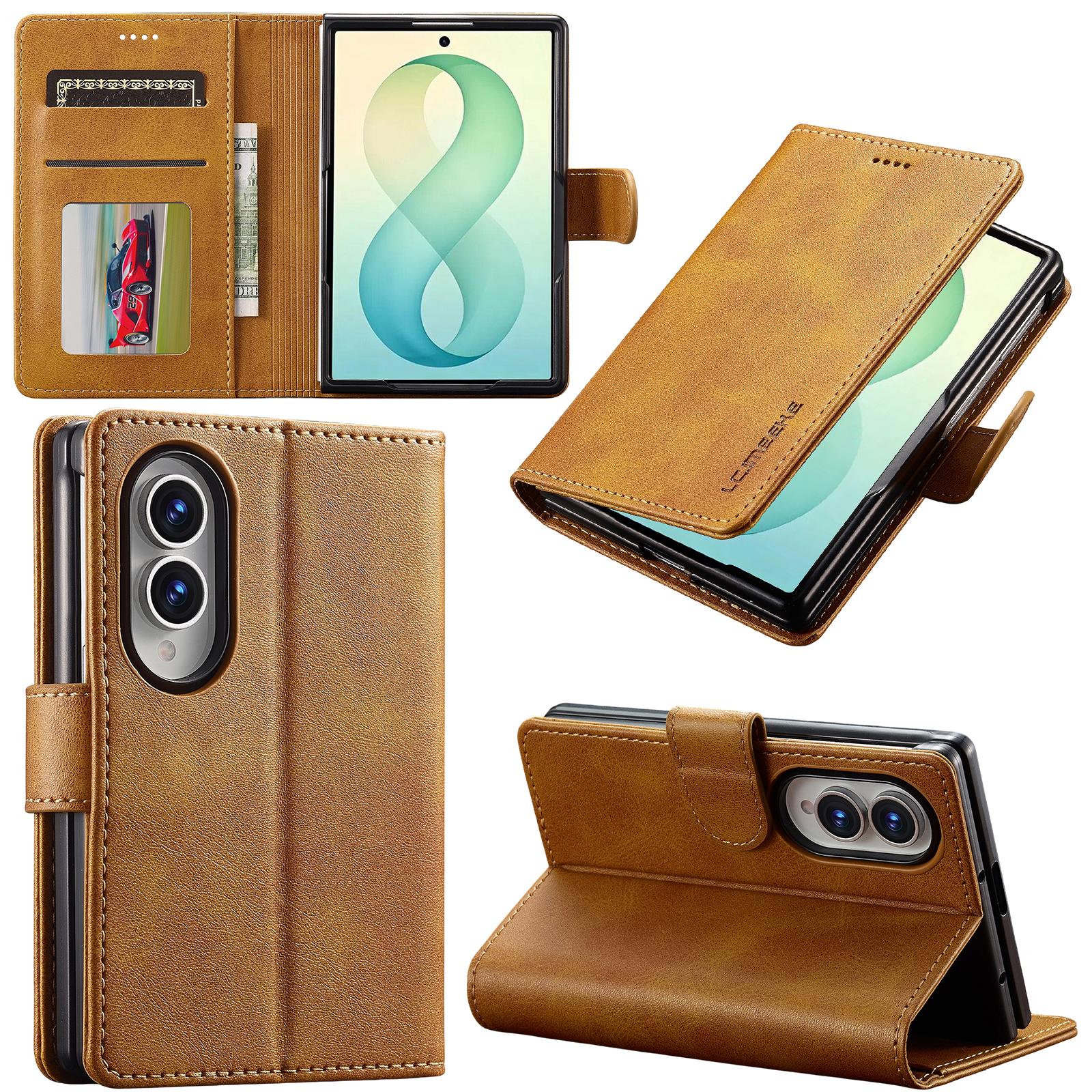 For Galaxy Z Fold8 5G LC.IMEEKE Calf Texture Leather Phone Case(Brown) - Shopkiz.com