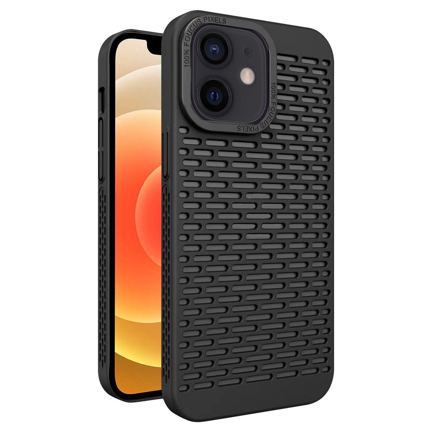For iPhone 12 Hollow Heat Dissipation TPU Phone Case(Black) - Shopkiz.com