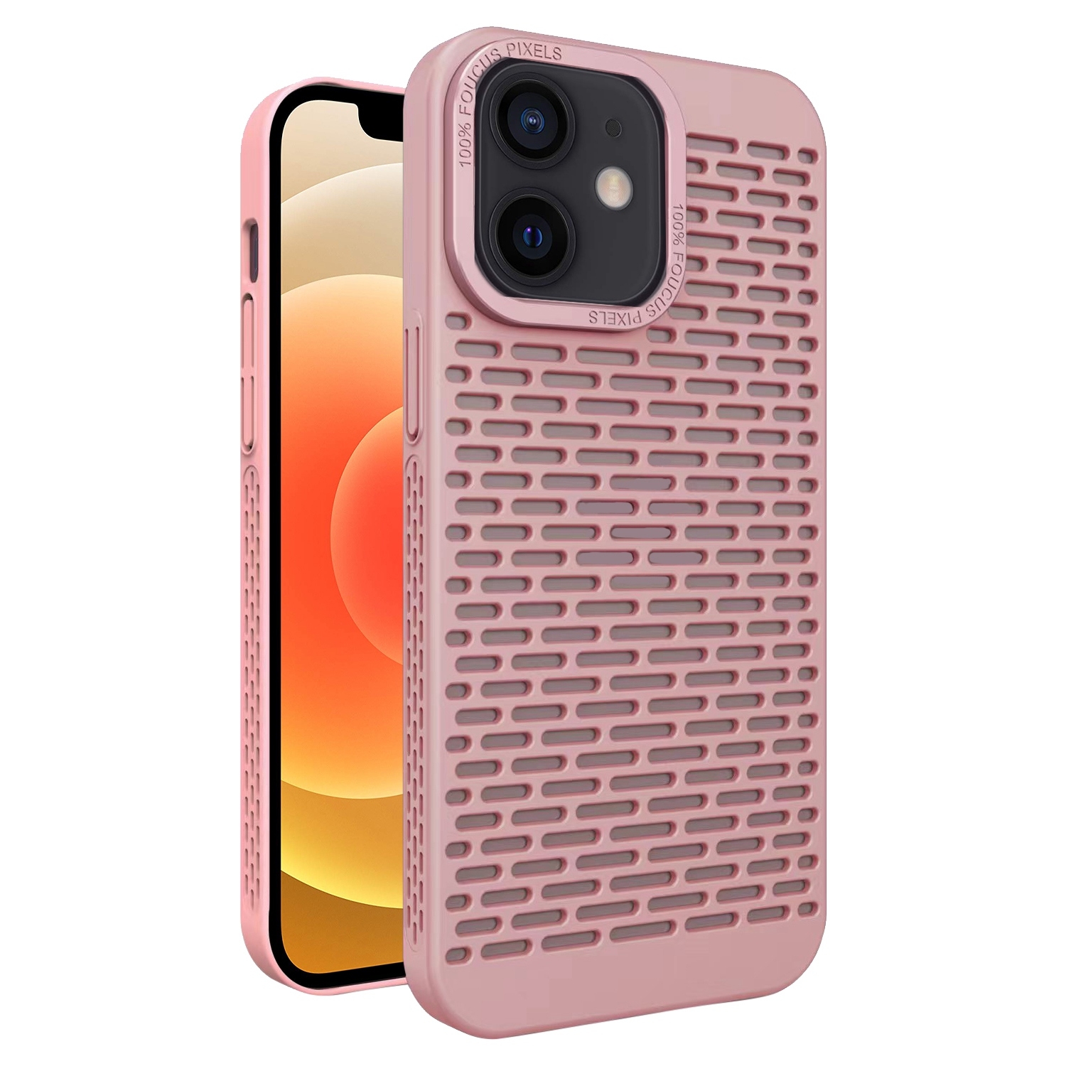 For iPhone 12 Hollow Heat Dissipation TPU Phone Case(Pink) - Shopkiz.com