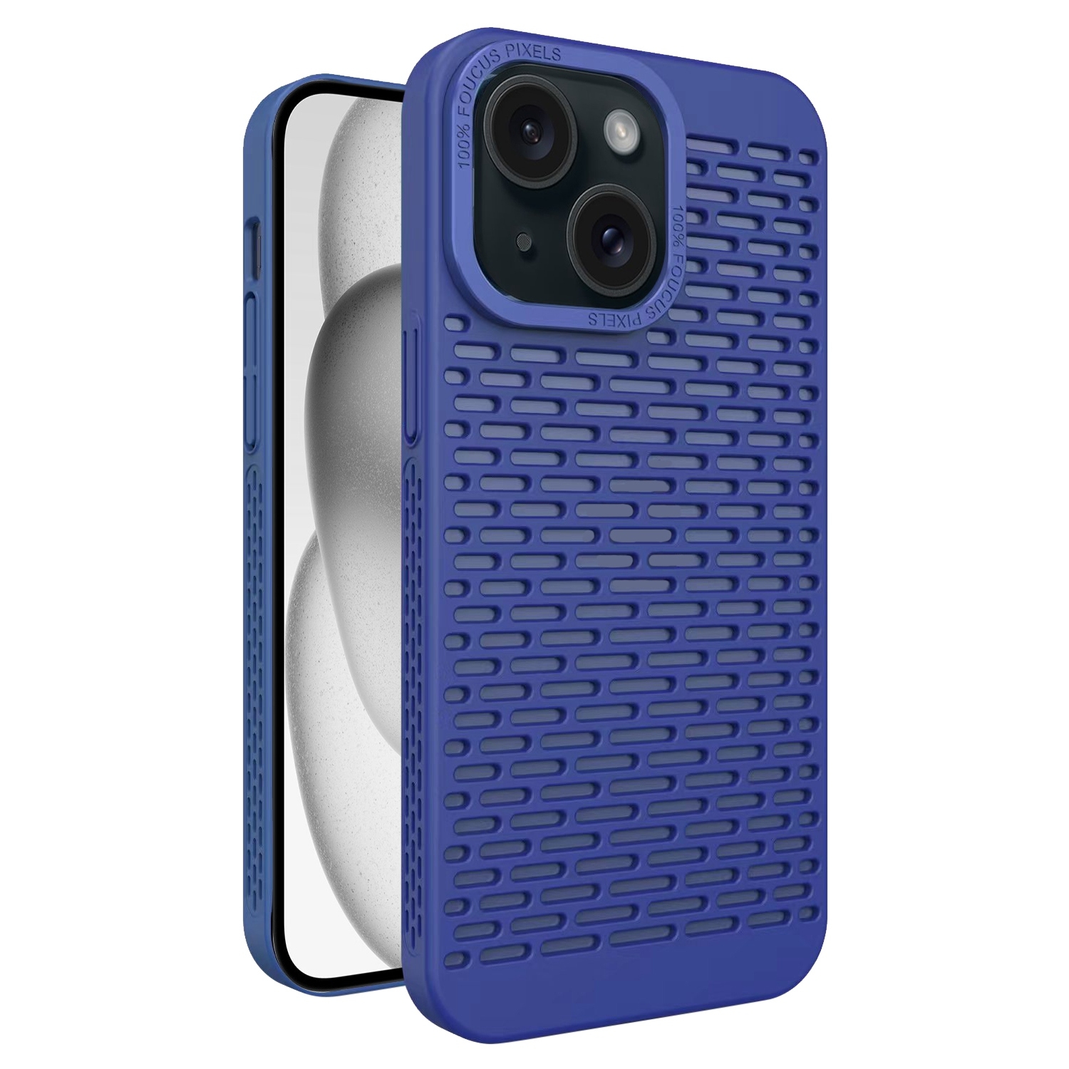 For iPhone 15 Plus Hollow Heat Dissipation TPU Phone Case(Blue) - Shopkiz.com