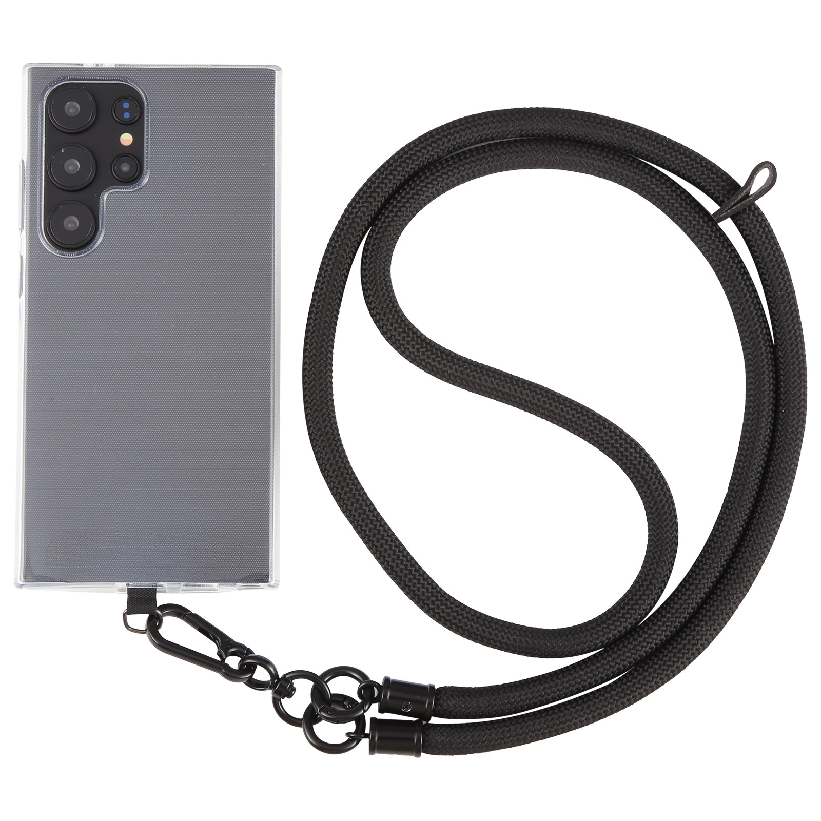 10mm Solid Color Adjustable Phone Anti-lost Neck Chain Nylon Crossbody Lanyard, Adjustable Length: about 75-135cm(Black) - Shopkiz.com