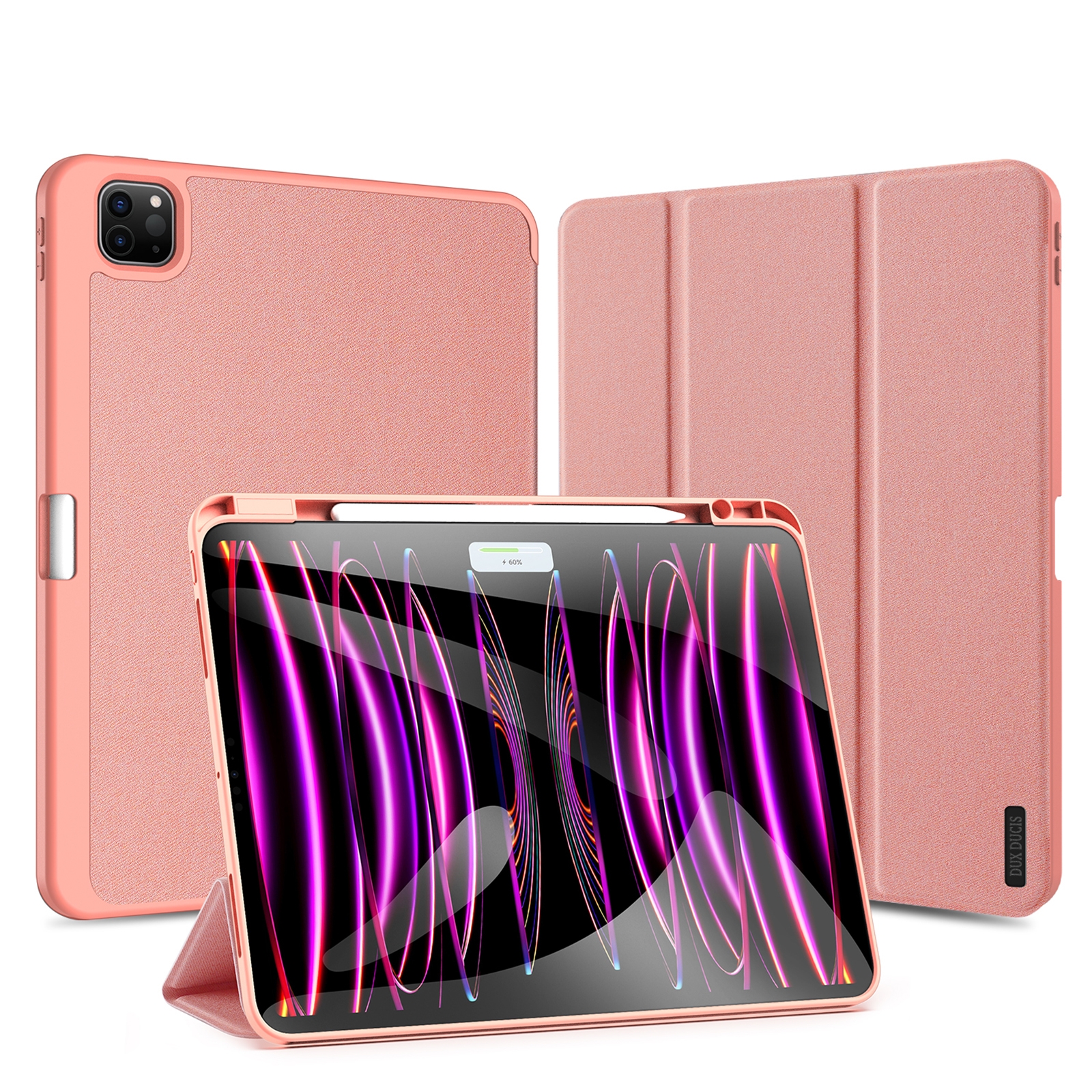 For iPad Pro 13 2025 / 2024 DUX DUCIS Domo Series Cloth Texture Magnetic Leather Tablet Case(Pink) - Shopkiz.com
