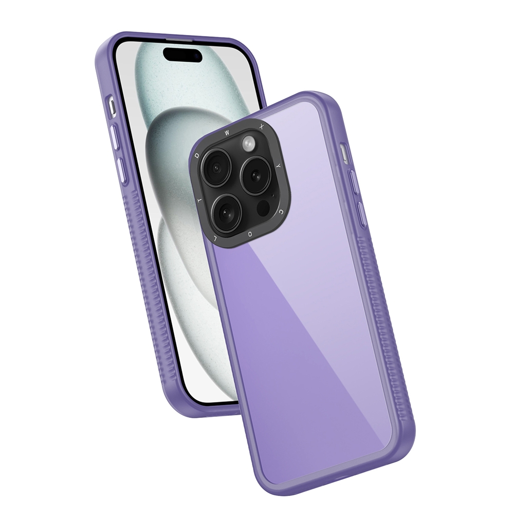 For iPhone 15 Pro Frame Two Color Lens Ring TPU Phone Case(Purple) - Shopkiz.com
