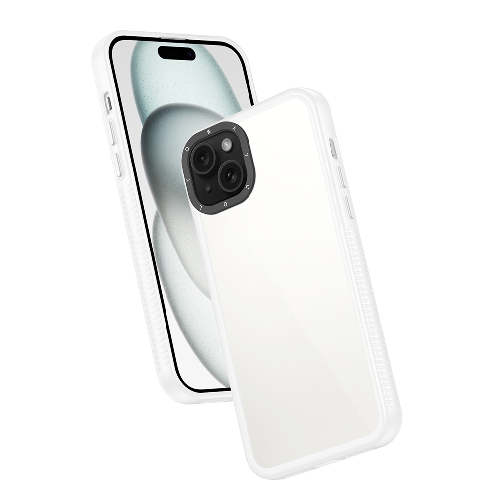 For iPhone 15 Frame Two Color Lens Ring TPU Phone Case(Transparent) - Shopkiz.com