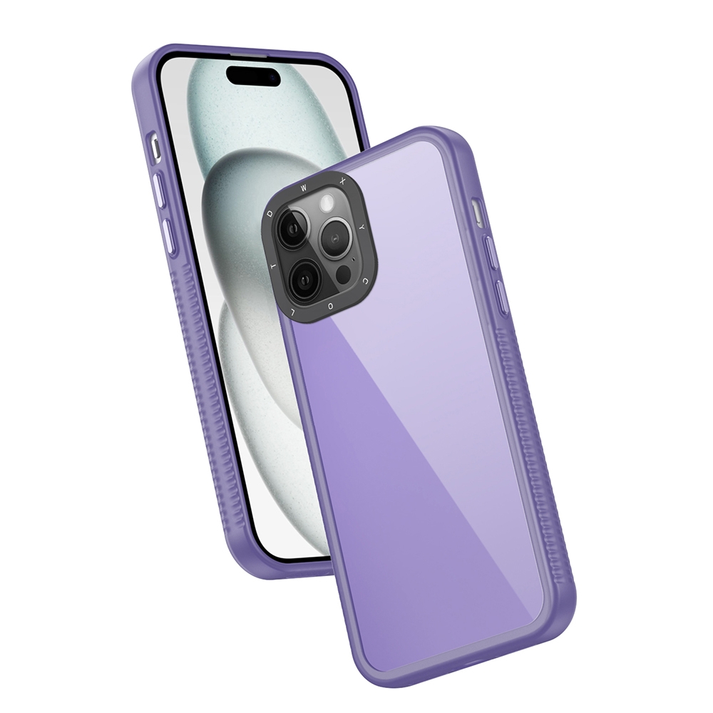 For iPhone 12 Pro Max Frame Two Color Lens Ring TPU Phone Case(Purple) - Shopkiz.com