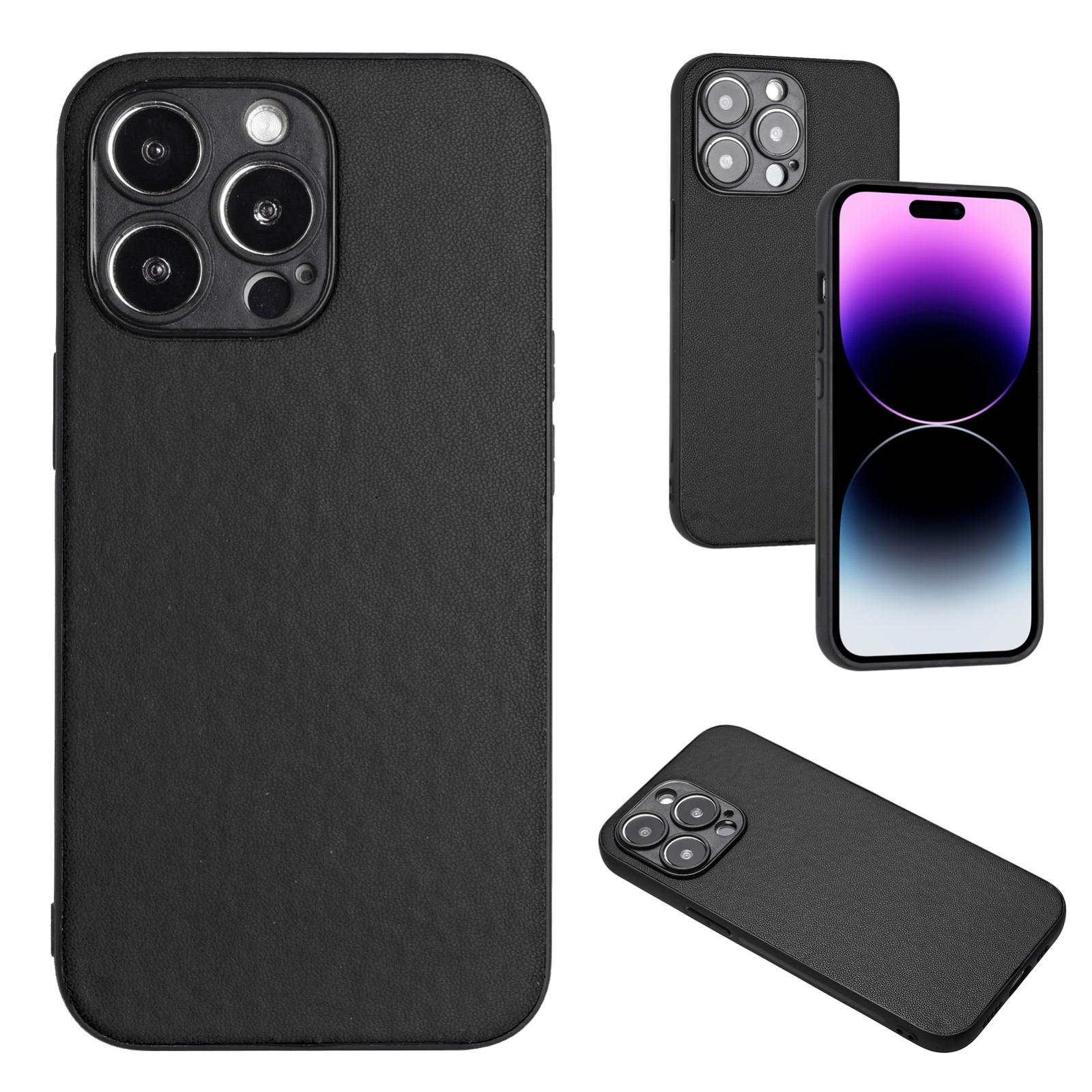 For iPhone 14 Pro Max R20 Leather Pattern Phone Single Case(Black) - Shopkiz.com