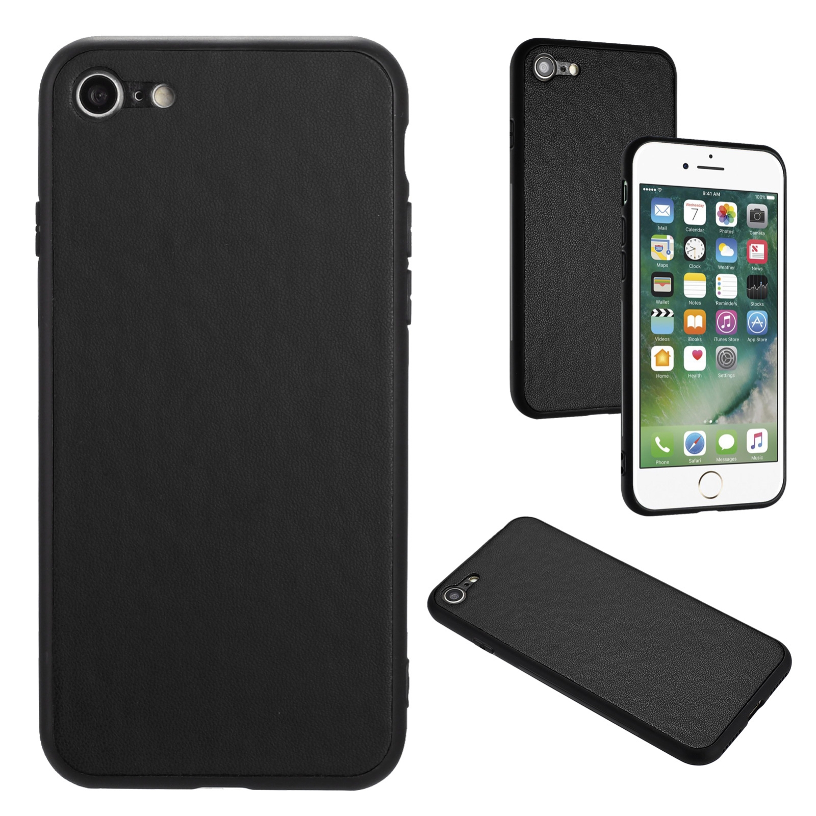 For iPhone SE 2022/SE 2020/6/7/8 R20 Leather Pattern Phone Single Case(Black) - Shopkiz.com