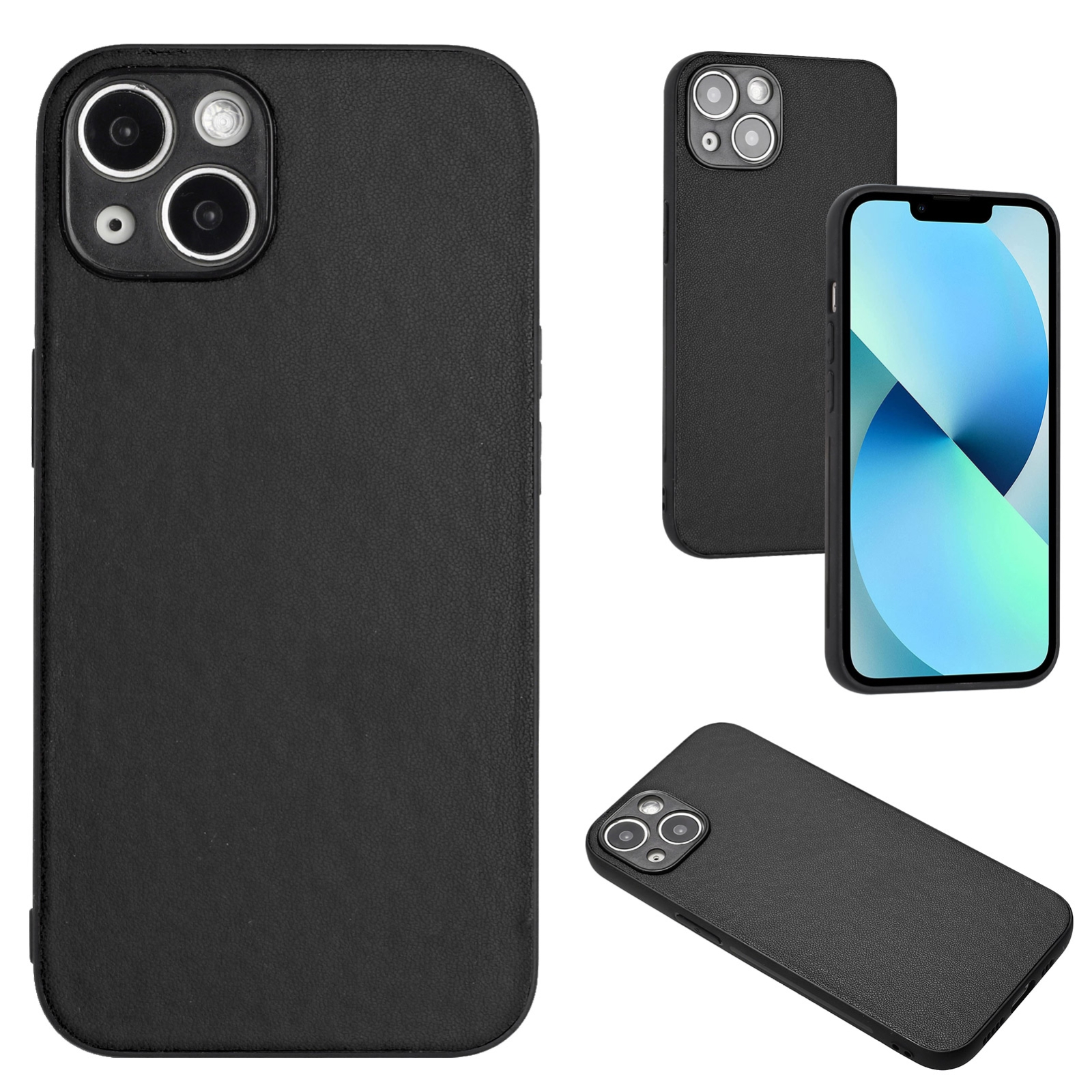 For iPhone 13 R20 Leather Pattern Phone Single Case(Black) - Shopkiz.com
