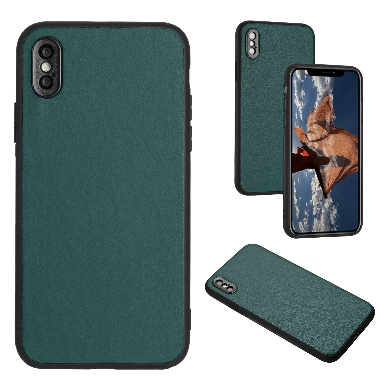For iPhone XS Max R20 Leather Pattern Phone Single Case(Green) - Shopkiz.com
