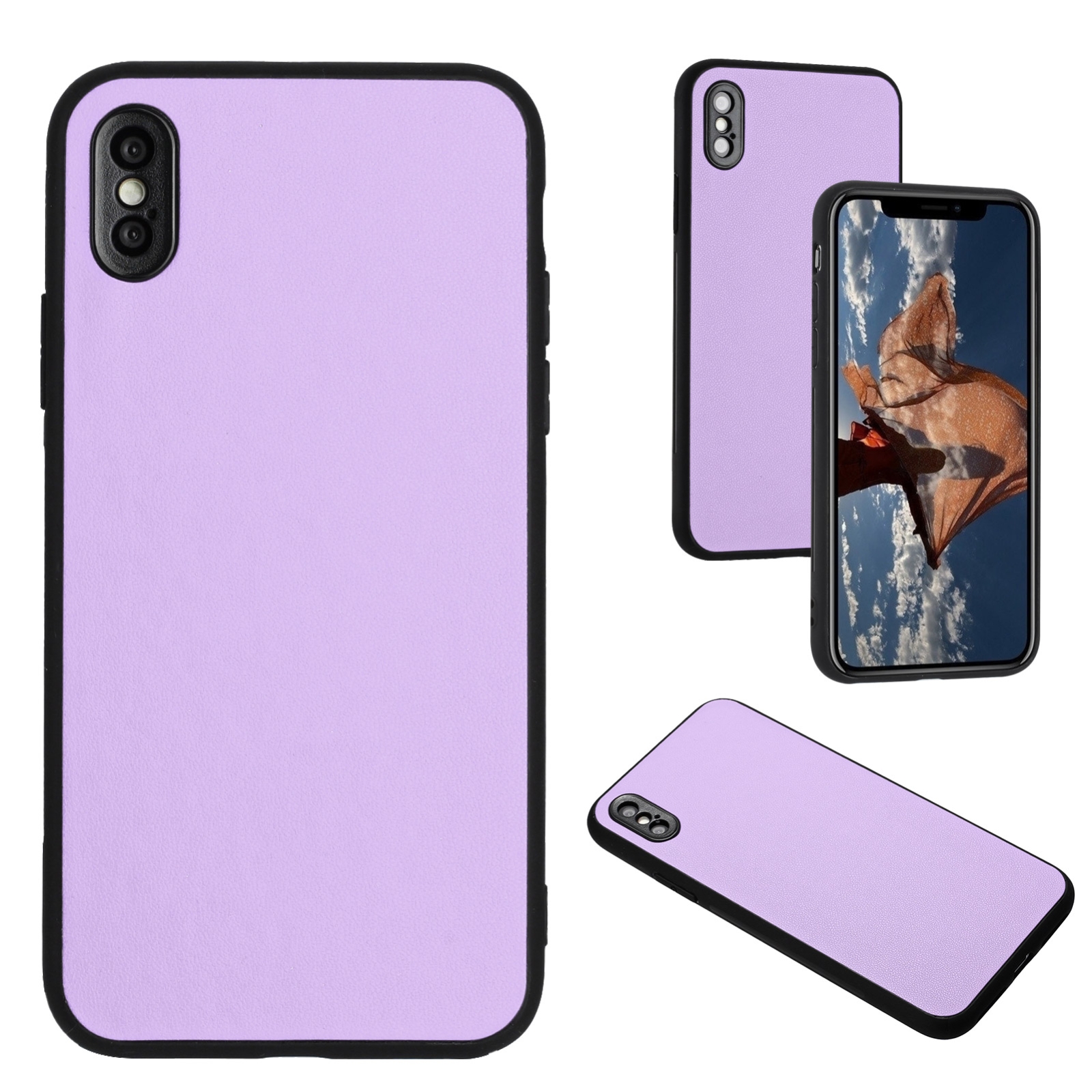 For iPhone XS Max R20 Leather Pattern Phone Single Case(Purple) - Shopkiz.com