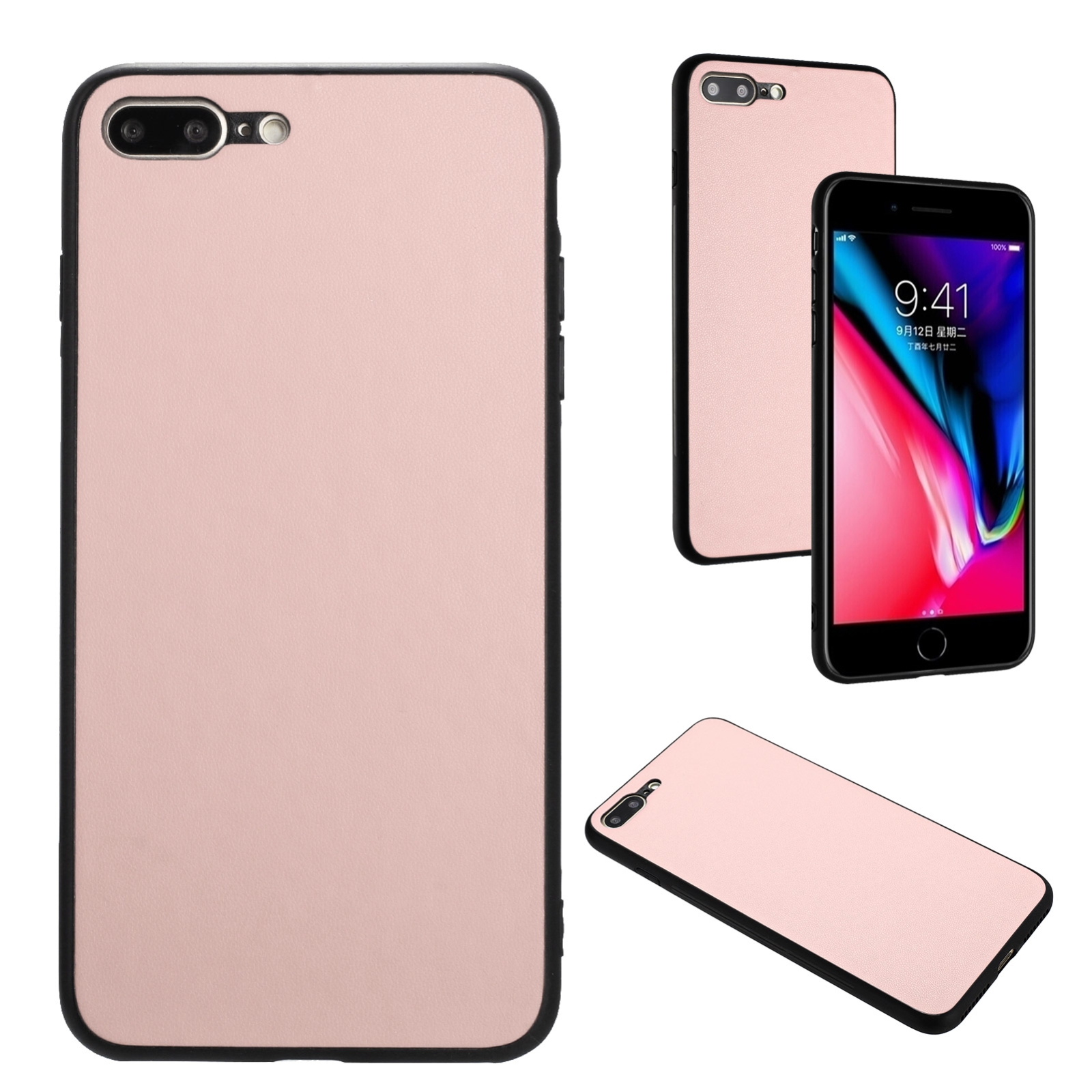 For iPhone 8 Plus / 7 Plus R20 Leather Pattern Phone Single Case(Pink) - Shopkiz.com