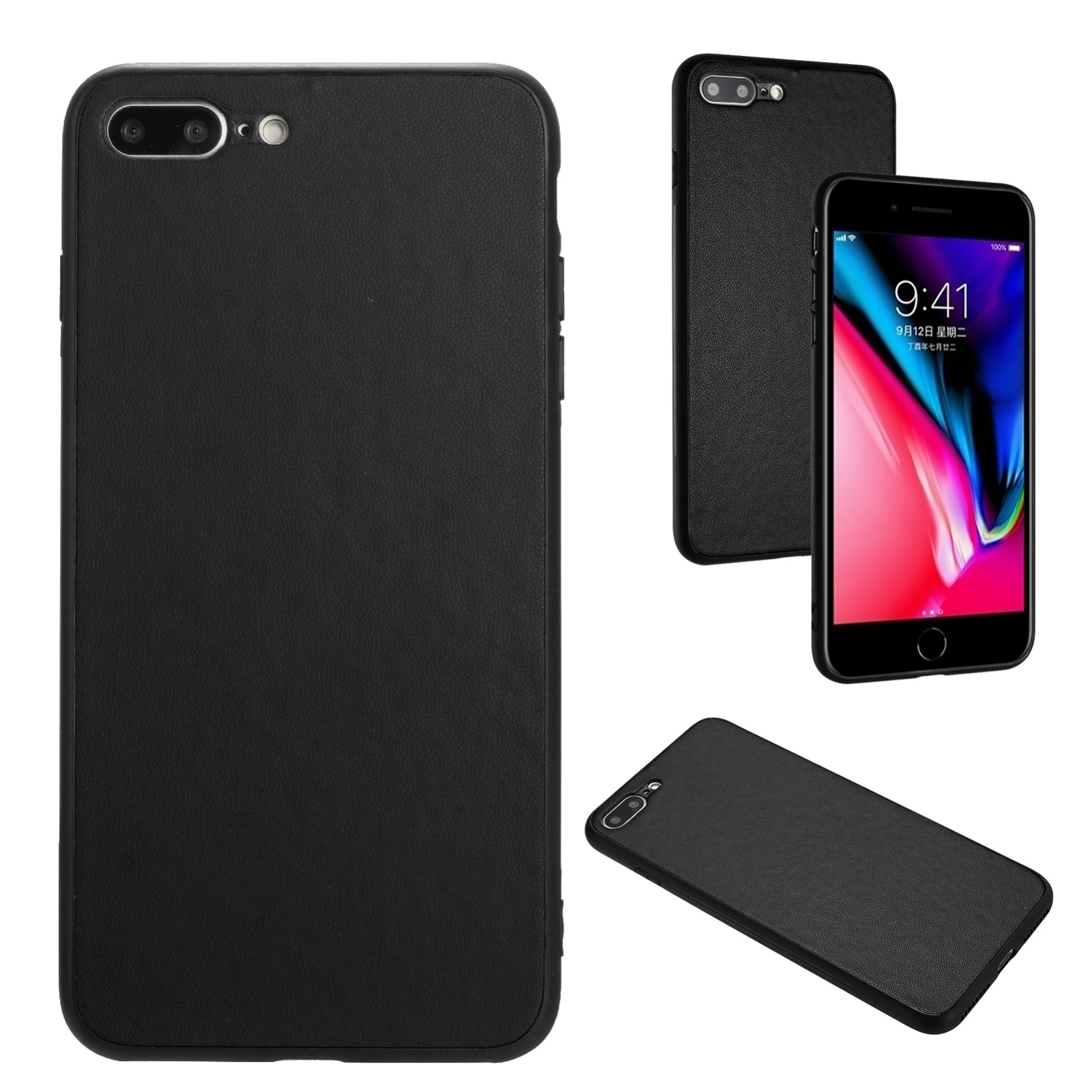 For iPhone 8 Plus / 7 Plus R20 Leather Pattern Phone Single Case(Black) - Shopkiz.com