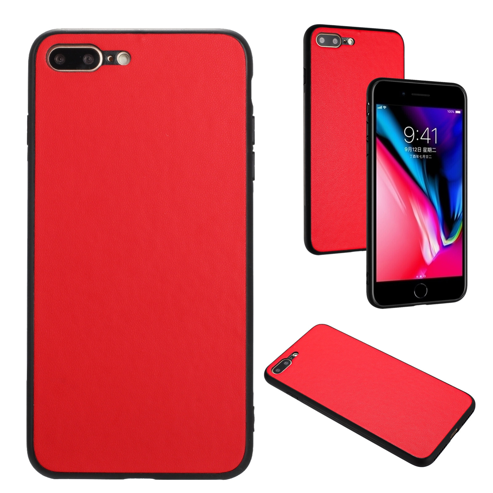 For iPhone 8 Plus / 7 Plus R20 Leather Pattern Phone Single Case(Red) - Shopkiz.com