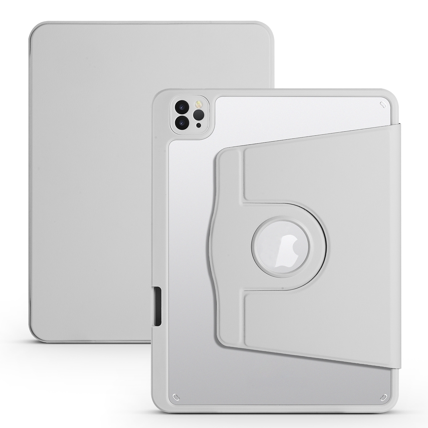 For iPad Air 13 2025 / 2024 Acrylic 360 Degree Rotation Holder Leather Tablet Case(Fog Grey) - Shopkiz.com