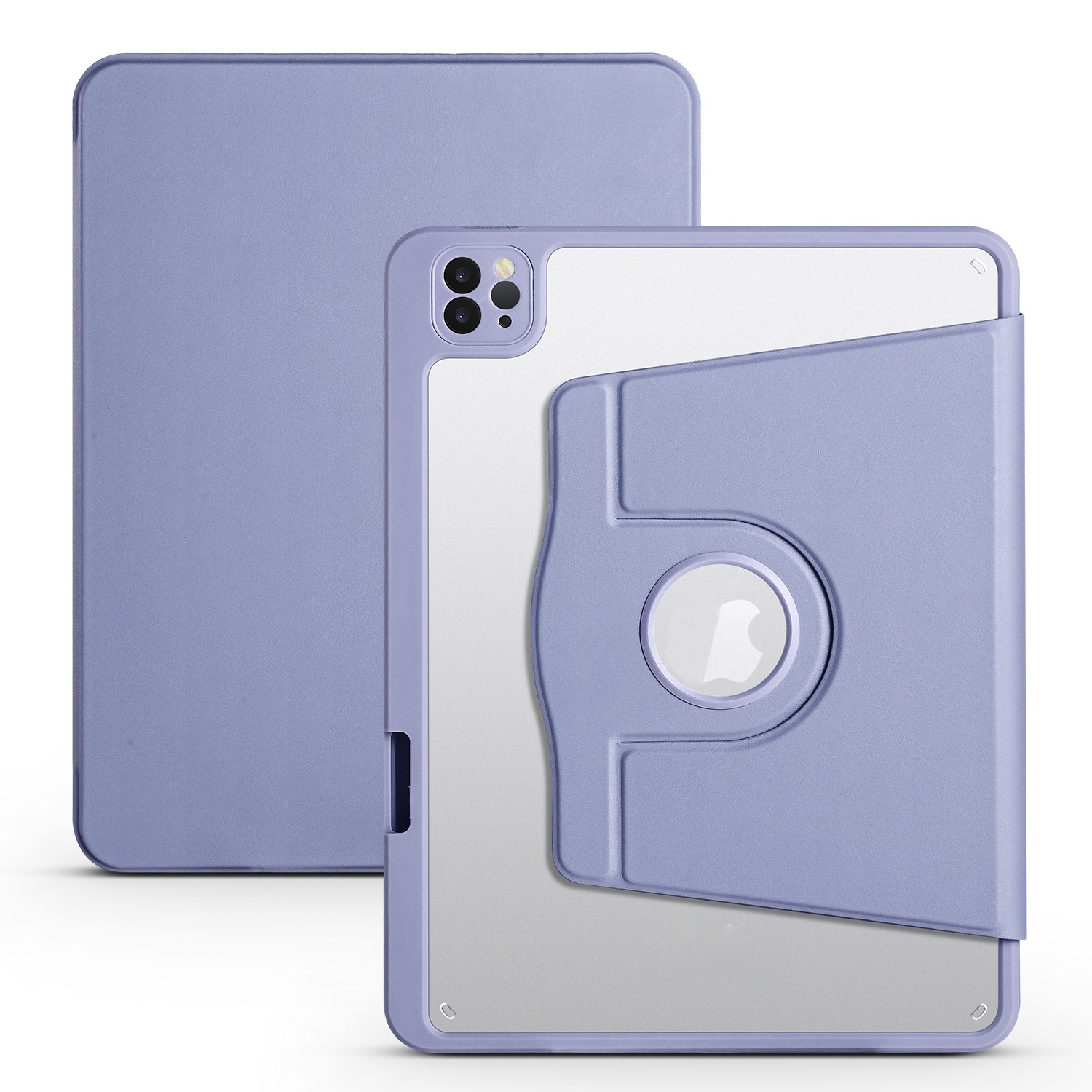 For iPad Pro 13 2025 / 2024 Acrylic 360 Degree Rotation Holder Leather Tablet Case(Lavender Purple) - Shopkiz.com