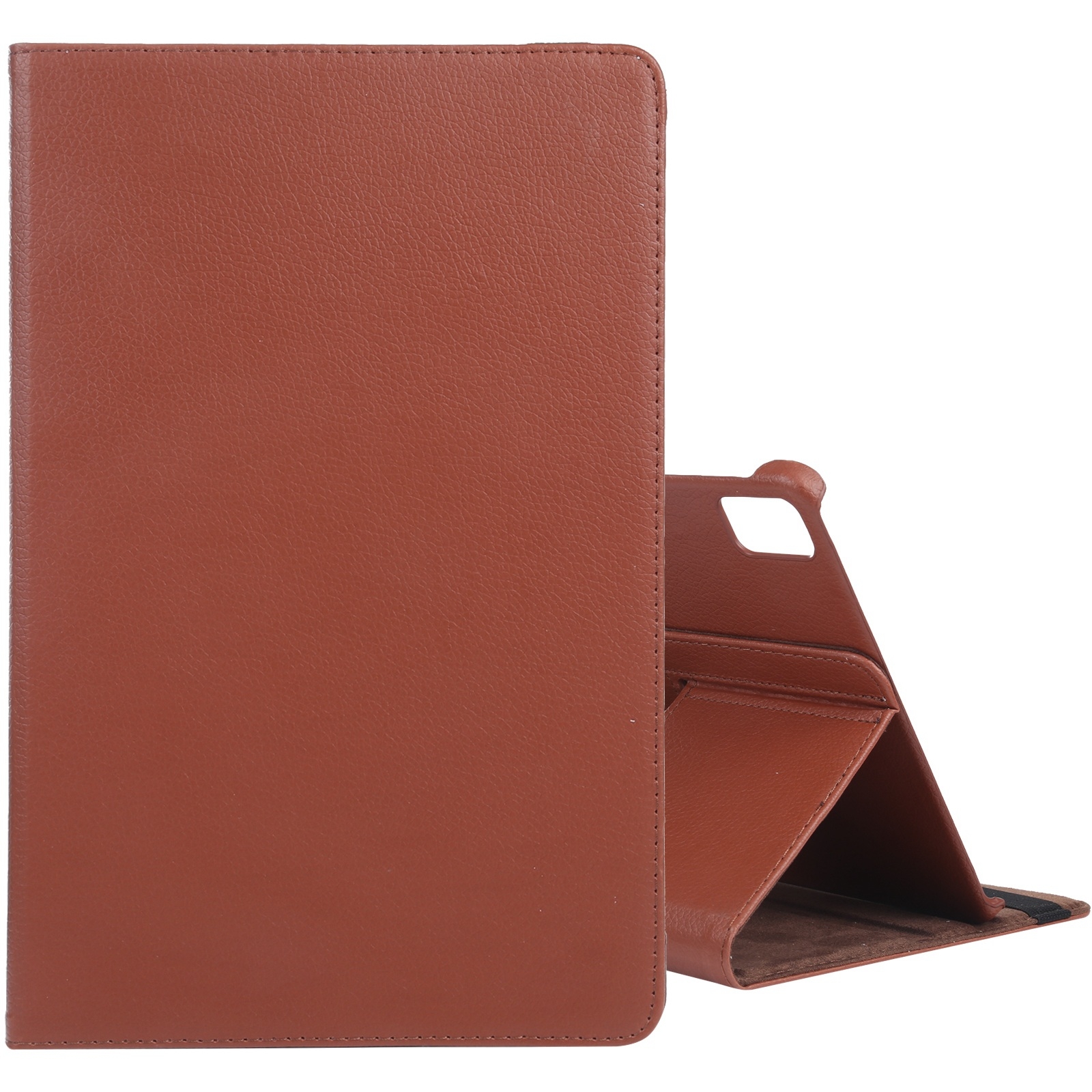 For iPad Air 11 2025 / 2024 360 Degree Rotation Litchi Texture Leather Tablet Case with Holder(Brown) - Shopkiz.com