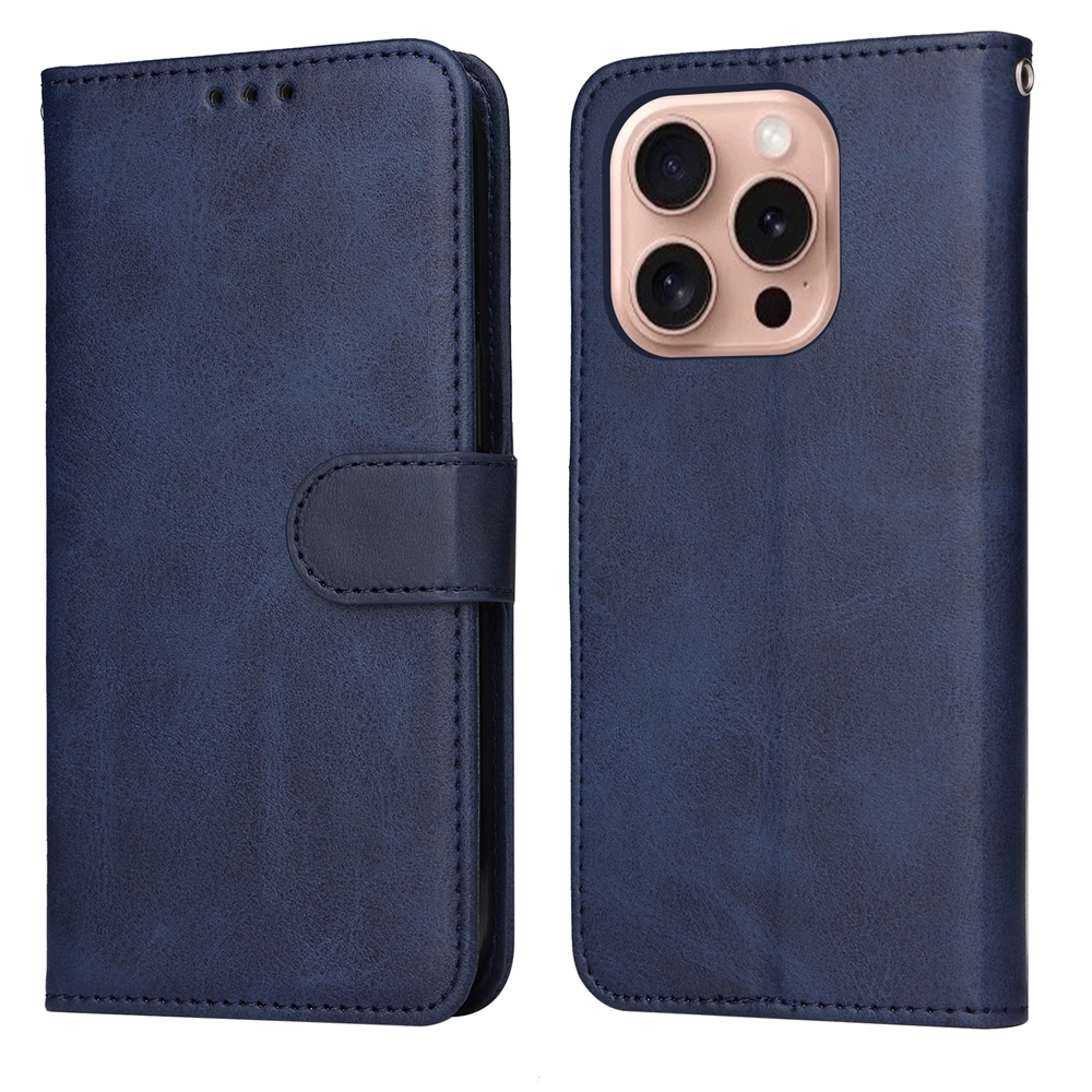 For iPhone 16 Pro Classic Calf Texture Flip Leather Phone Case(Blue) - Shopkiz.com