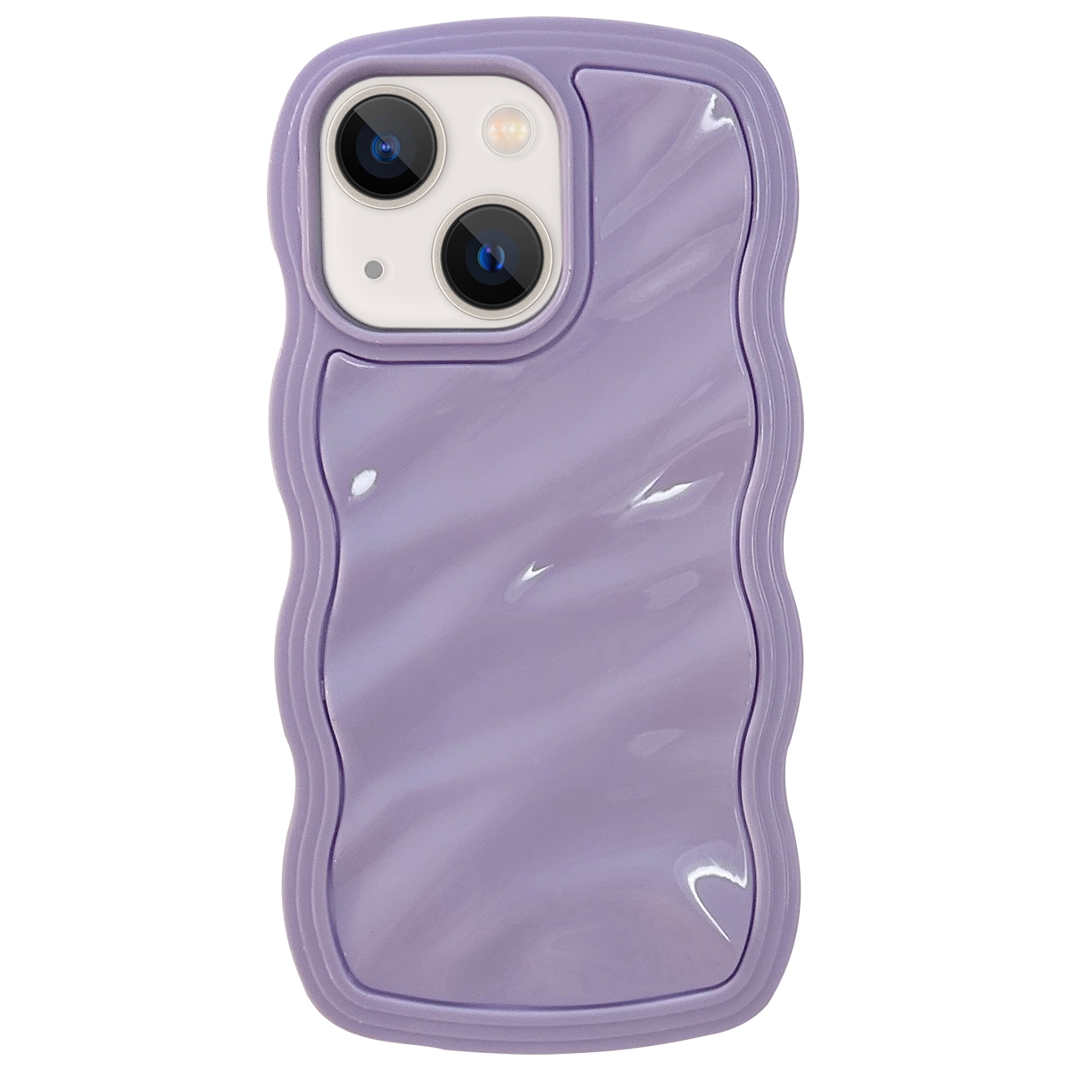 For iPhone 15 Solid Color Waves PC Hybrid TPU Phone Case(Purple) - Shopkiz.com