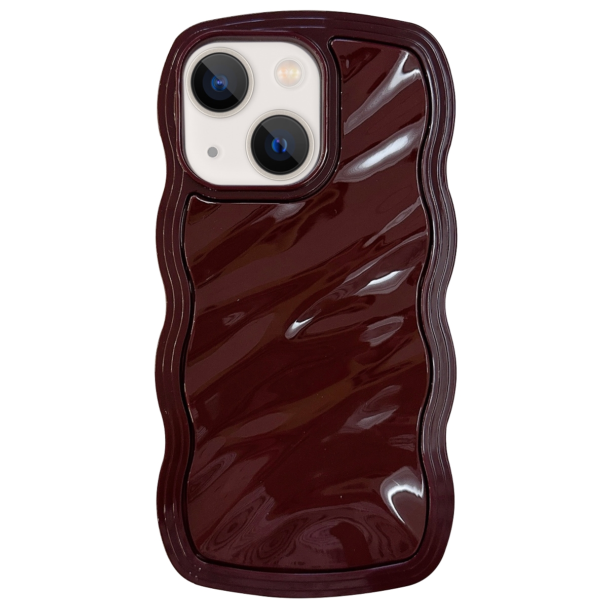 For iPhone 15 Solid Color Waves PC Hybrid TPU Phone Case(Wine Red) - Shopkiz.com