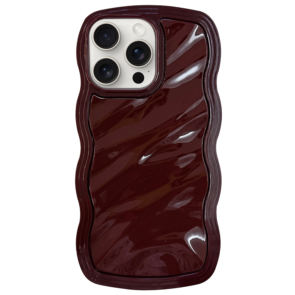 For iPhone 14 Pro Solid Color Waves PC Hybrid TPU Phone Case(Wine Red) - Shopkiz.com