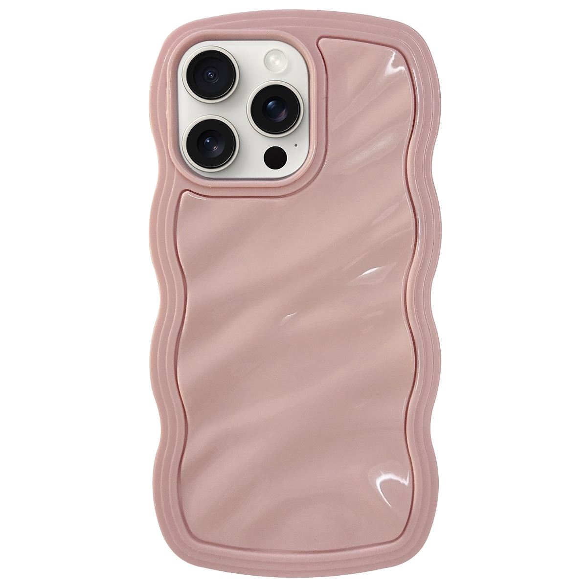 For iPhone 13 Pro Max Solid Color Waves PC Hybrid TPU Phone Case(Pink) - Shopkiz.com