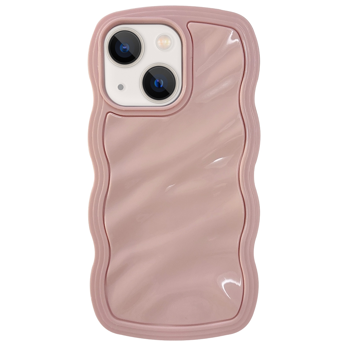For iPhone 13 Solid Color Waves PC Hybrid TPU Phone Case(Pink) - Shopkiz.com