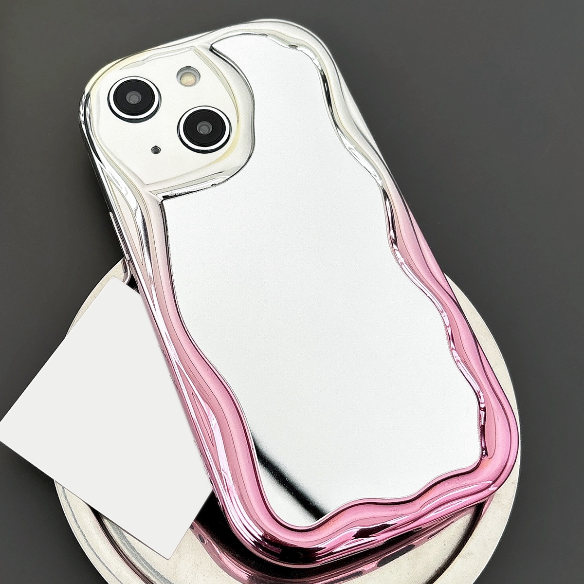 For iPhone 15 Gradient Wave Mirror TPU Phone Case(Pink) - Shopkiz.com