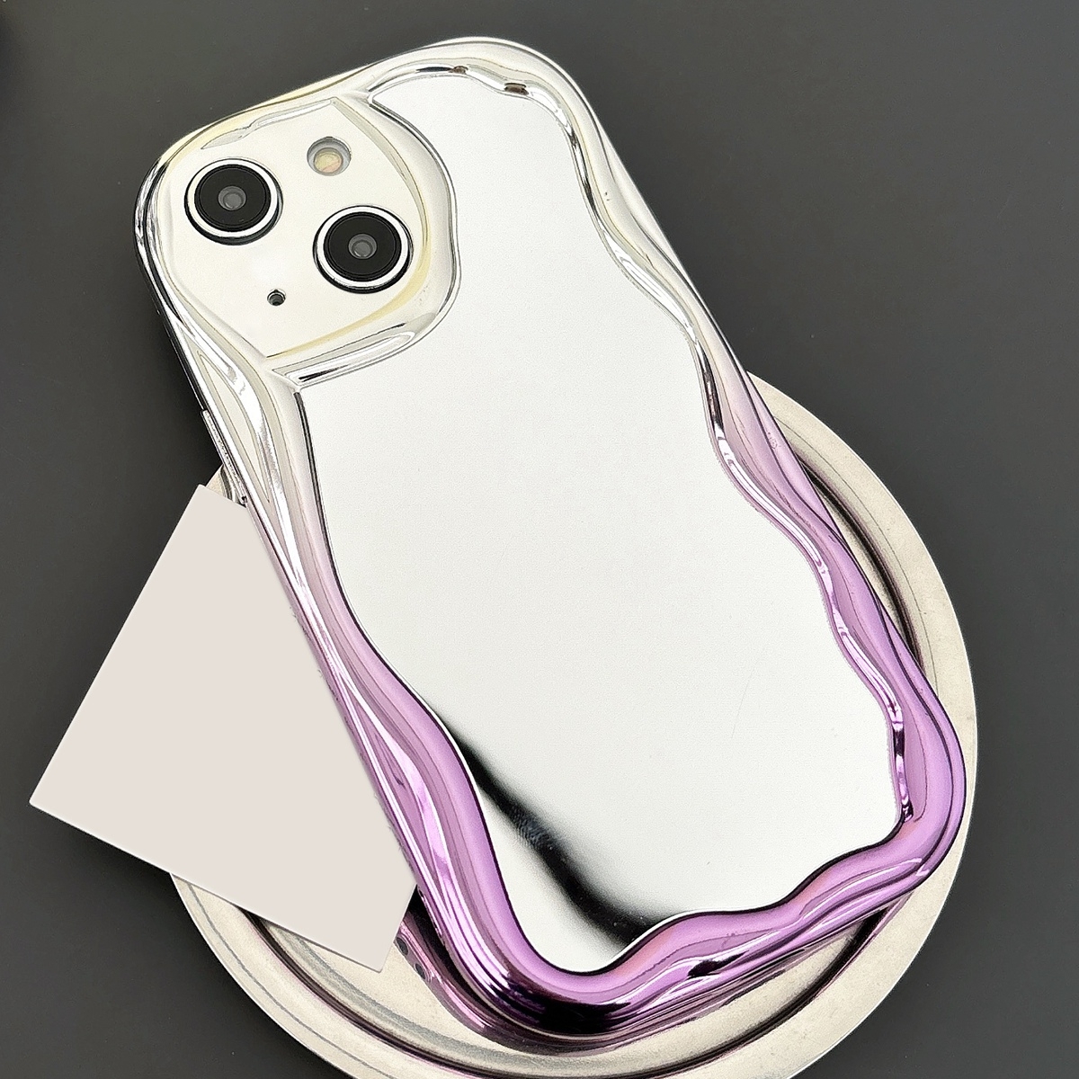 For iPhone 15 Gradient Wave Mirror TPU Phone Case(Light Purple) - Shopkiz.com