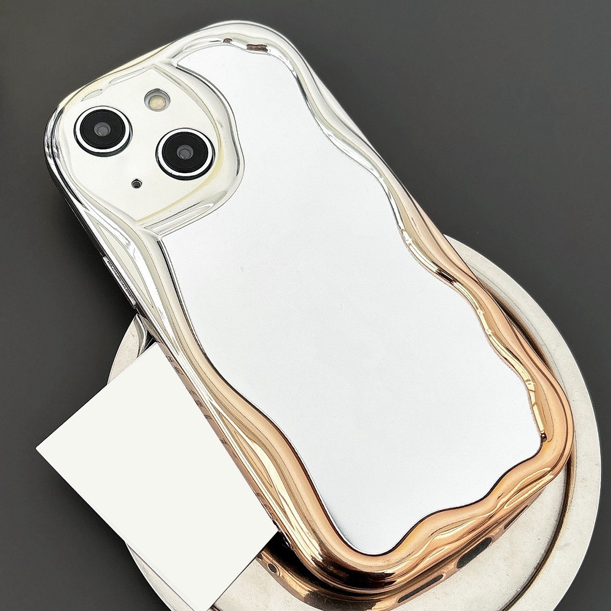For iPhone 14 Gradient Wave Mirror TPU Phone Case(Gold) - Shopkiz.com