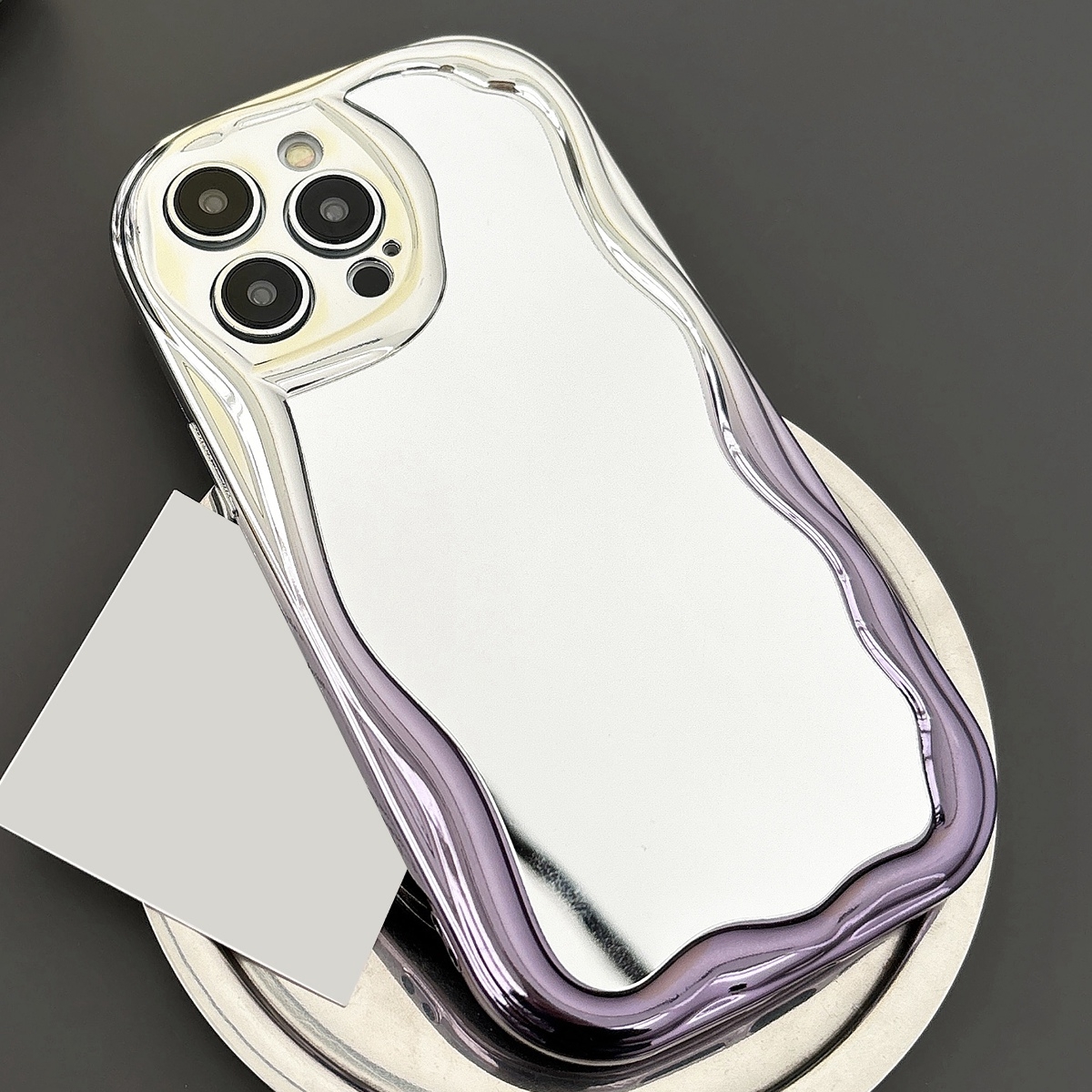 For iPhone 13 Pro Gradient Wave Mirror TPU Phone Case(Blue Purple) - Shopkiz.com