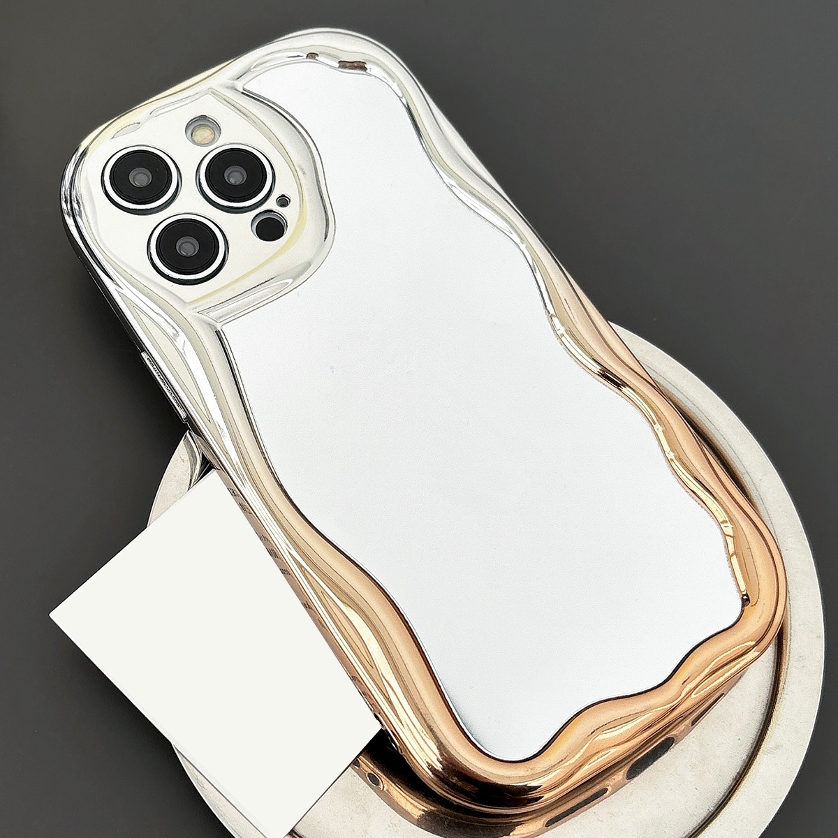 For iPhone 12 Pro Max Gradient Wave Mirror TPU Phone Case(Gold) - Shopkiz.com