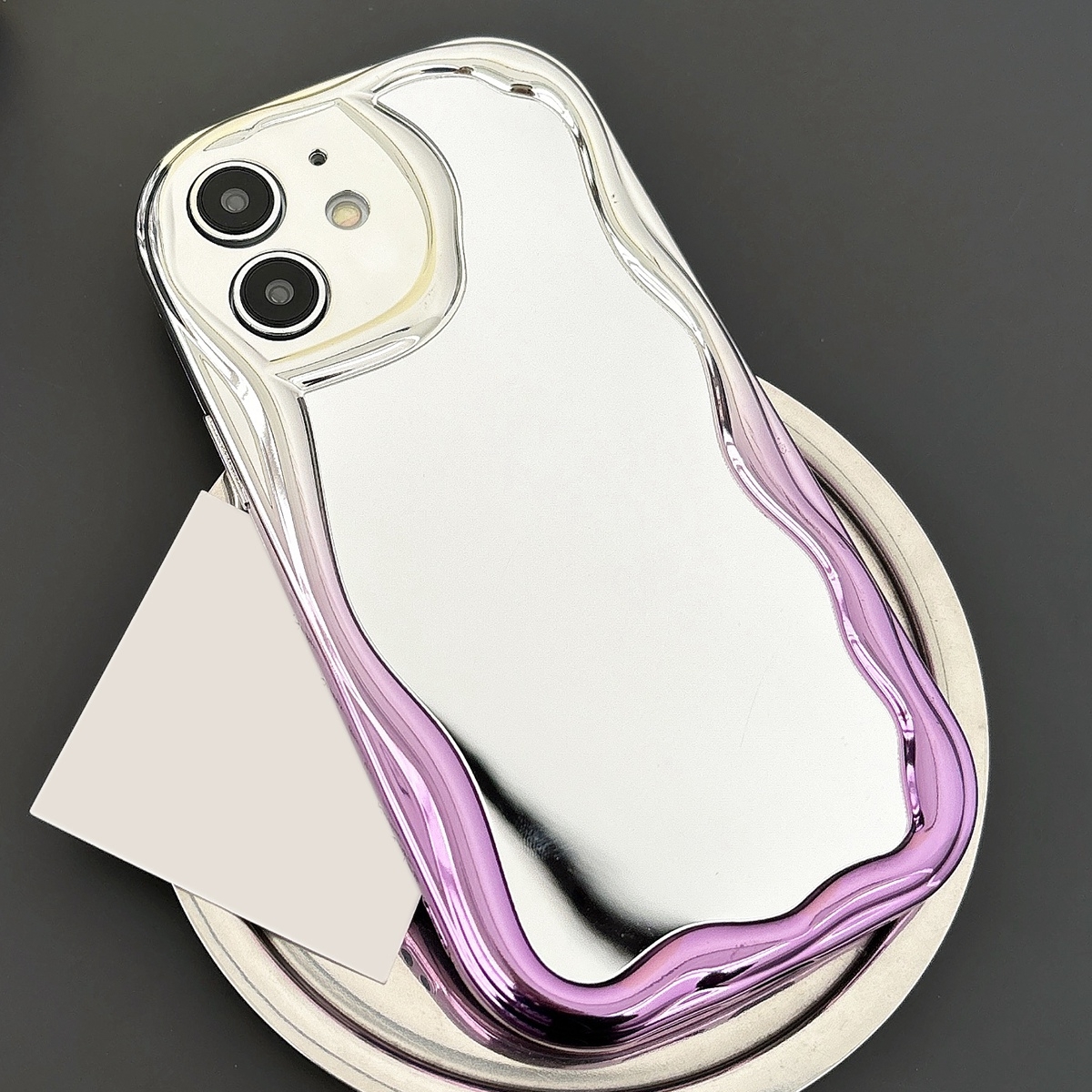 For iPhone 11 Gradient Wave Mirror TPU Phone Case(Light Purple) - Shopkiz.com