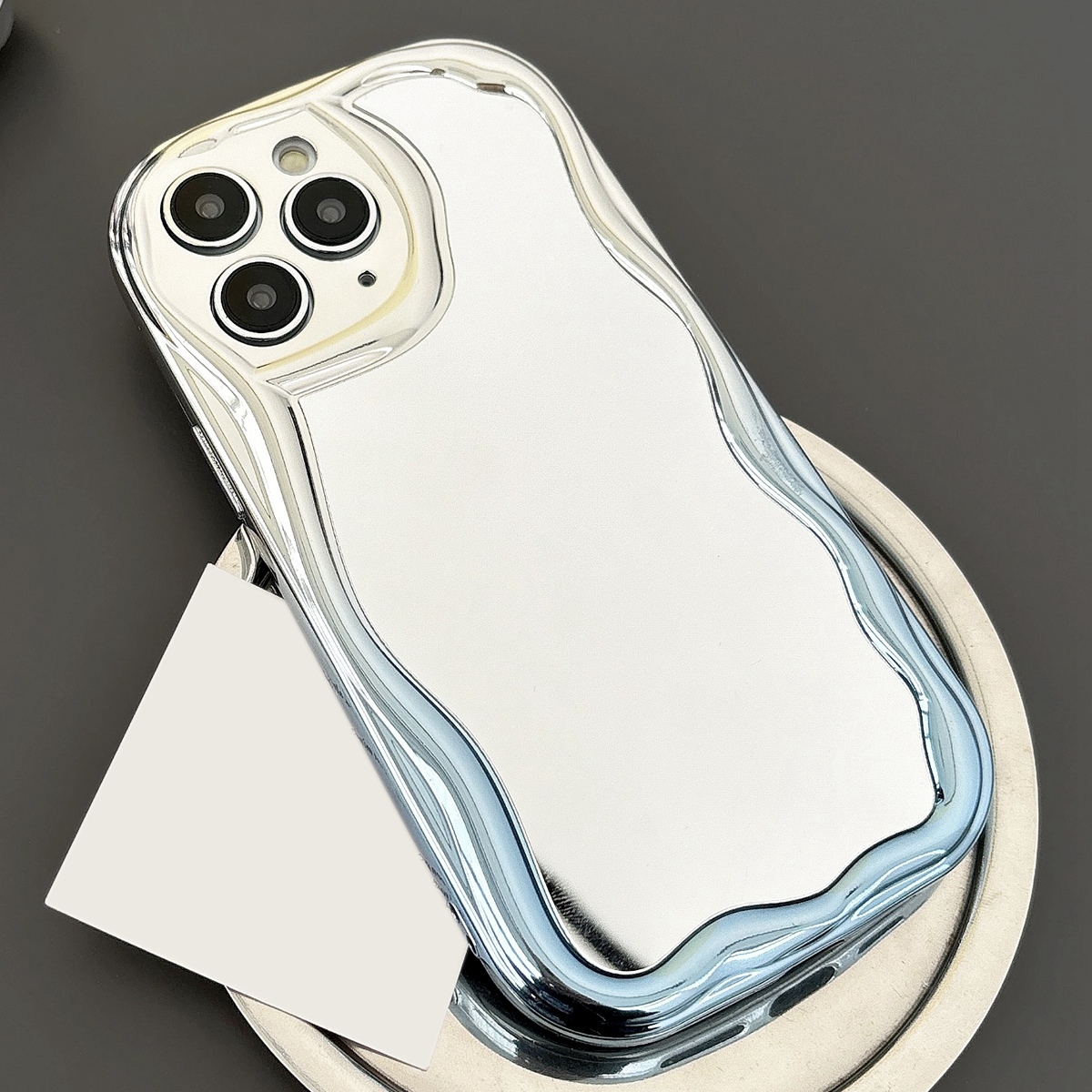 For iPhone 11 Pro Gradient Wave Mirror TPU Phone Case(Blue) - Shopkiz.com