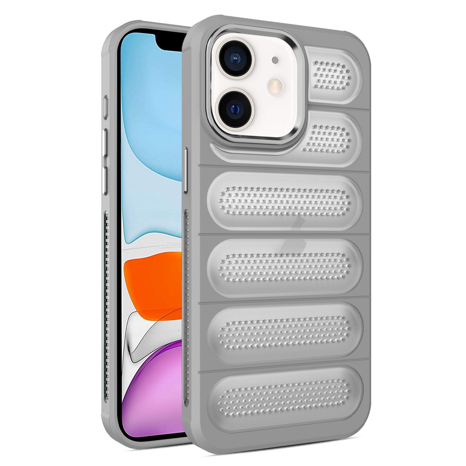 For iPhone 11 Cooling Armor Translucent Mesh Breathable Phone Case(Grey) - Shopkiz.com