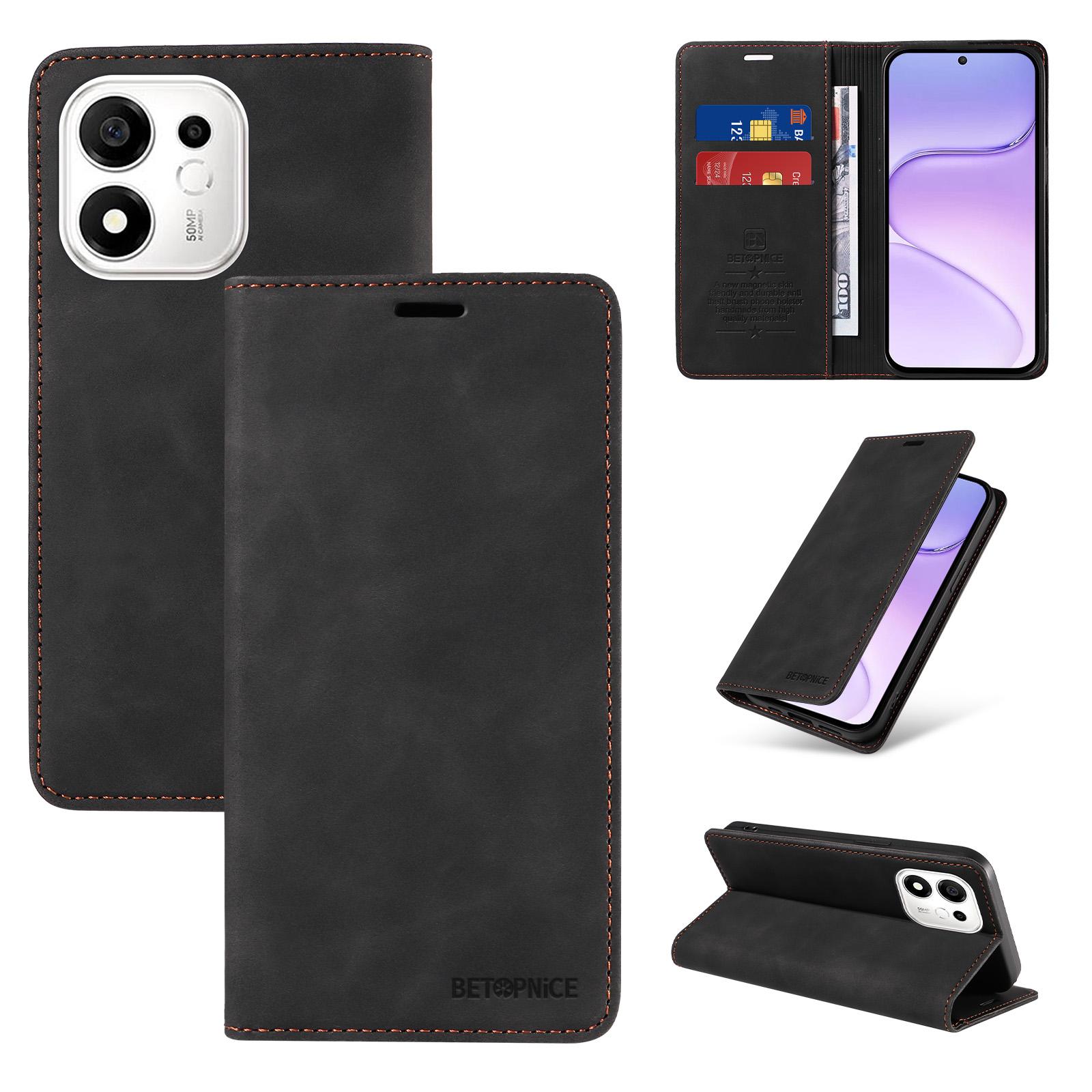 For Honor 600 Smart 5G BETOPNICE Suction RFID Anti-theft Leather Phone Case(Black) - Shopkiz.com