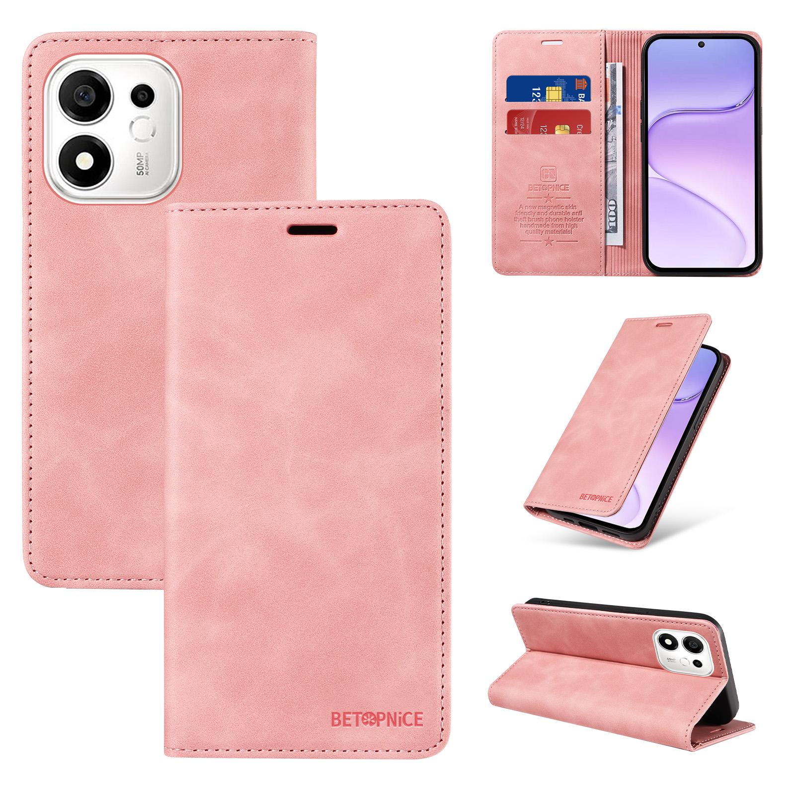 For Honor 600 Smart 5G BETOPNICE Suction RFID Anti-theft Leather Phone Case(Pink) - Shopkiz.com