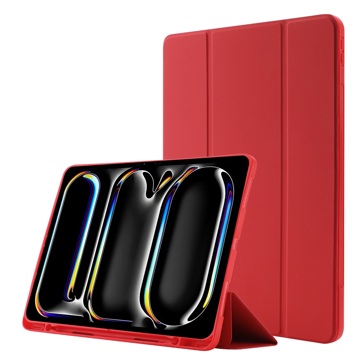 For iPad Pro 11 2025 / 2024 Skin Feel Tri-fold Leather Tablet Case with Pen Slot(Red) - Shopkiz.com