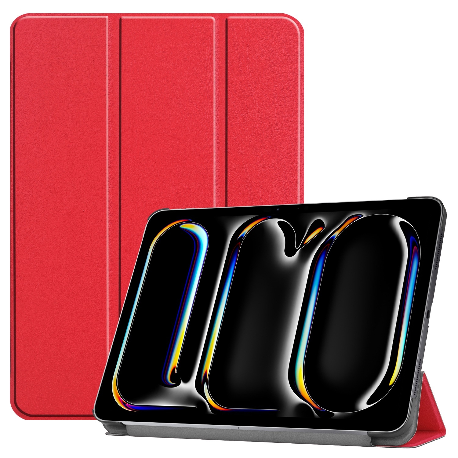 For iPad Pro 13 2025 / 2024 Custer Pure Color 3-Fold Holder Smart Leather Tablet Case(Red) - Shopkiz.com