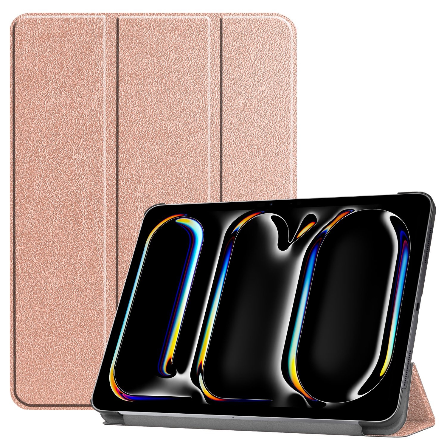 For iPad Pro 13 2025 / 2024 Custer Pure Color 3-Fold Holder Smart Leather Tablet Case(Rose Gold) - Shopkiz.com