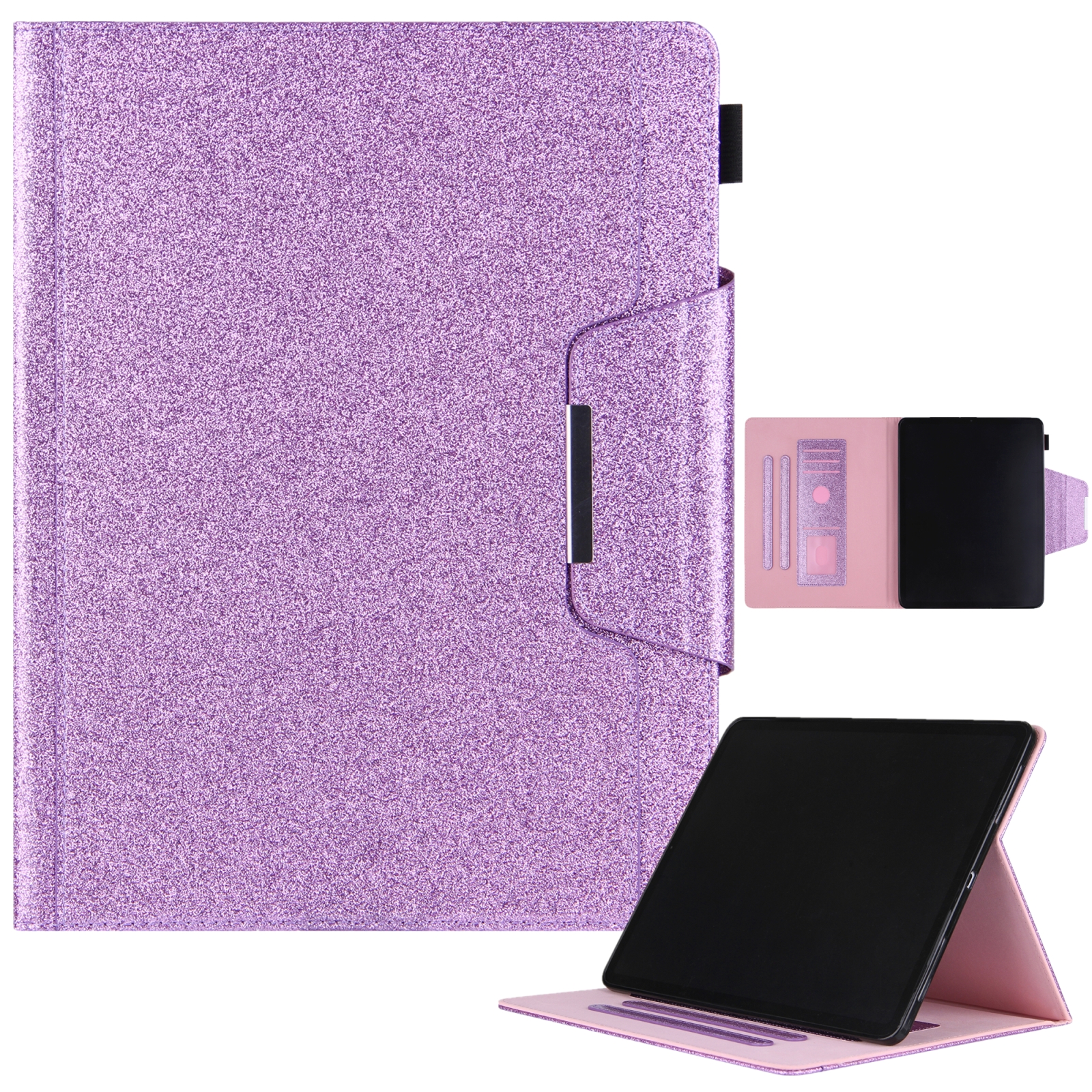 For iPad Pro 13 2025 / 2024 Glitter Metal Buckle Leather Smart Tablet Case(Purple) - Shopkiz.com