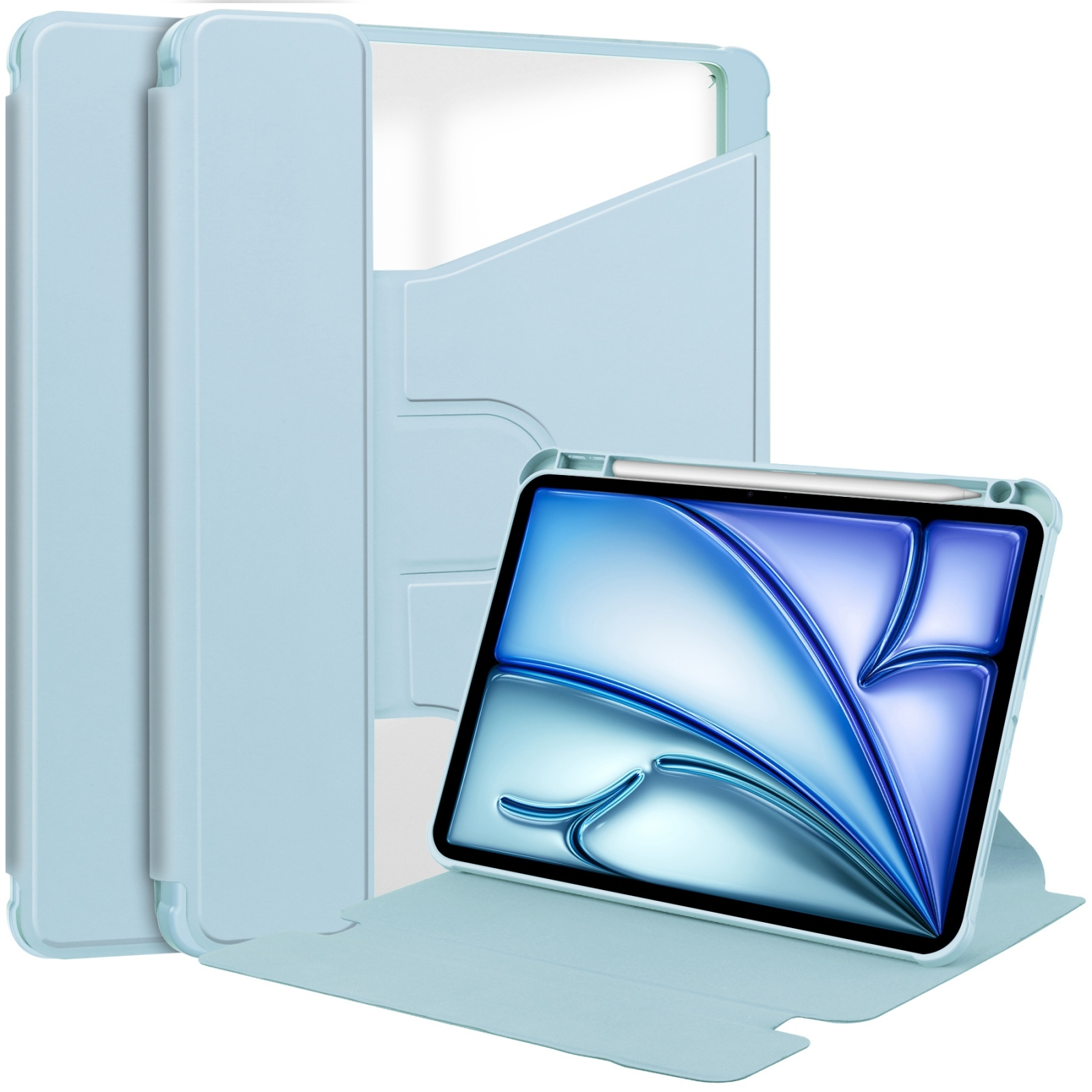For iPad Air 13 2026 / 2025 / 2024 Transparent Rotation Smart Leather Tablet Case(Sky Blue) - Shopkiz.com