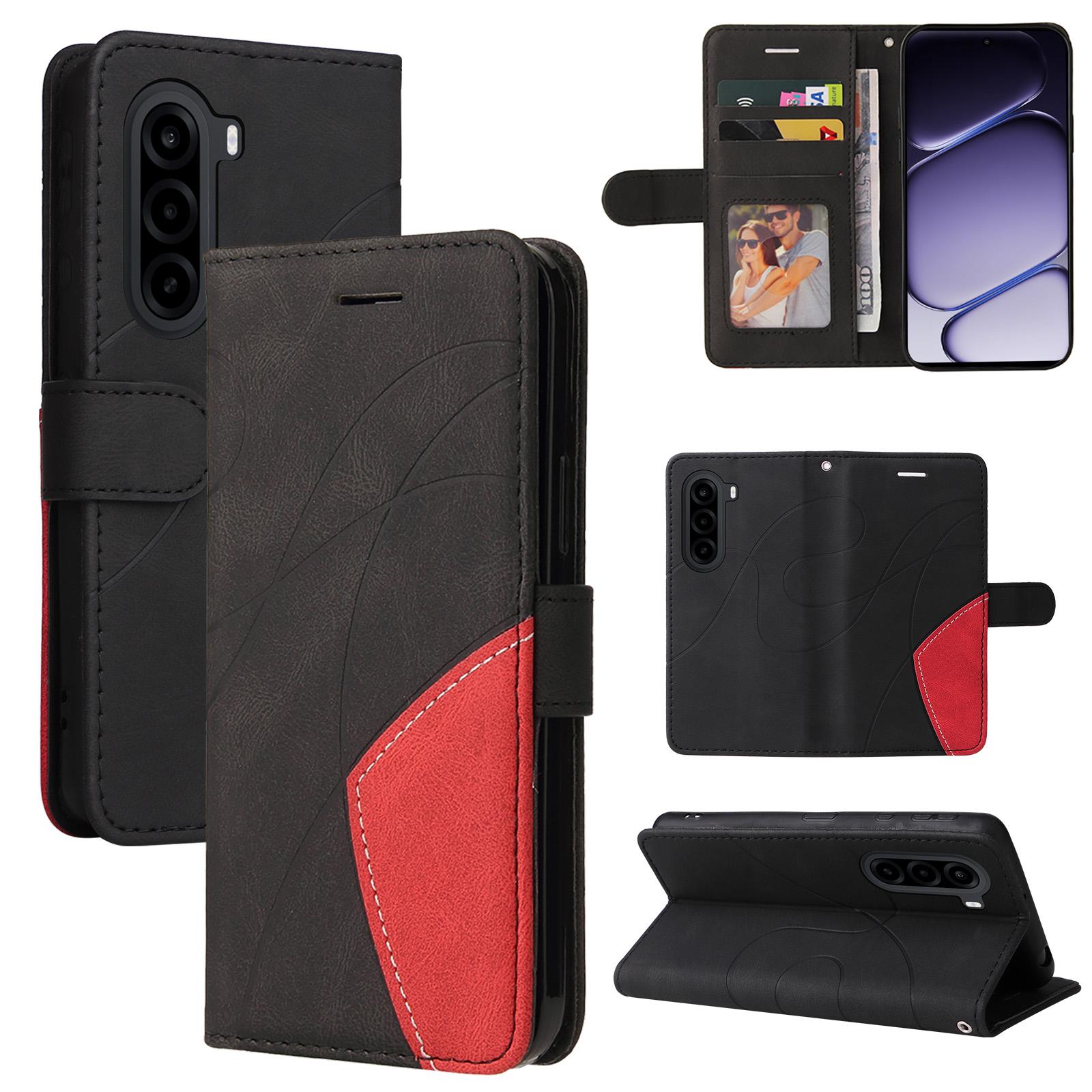 For OnePlus Nord CE6 Lite/Turbo 6X 5G Dual-color Splicing Flip Leather Phone Case(Black) - Shopkiz.com