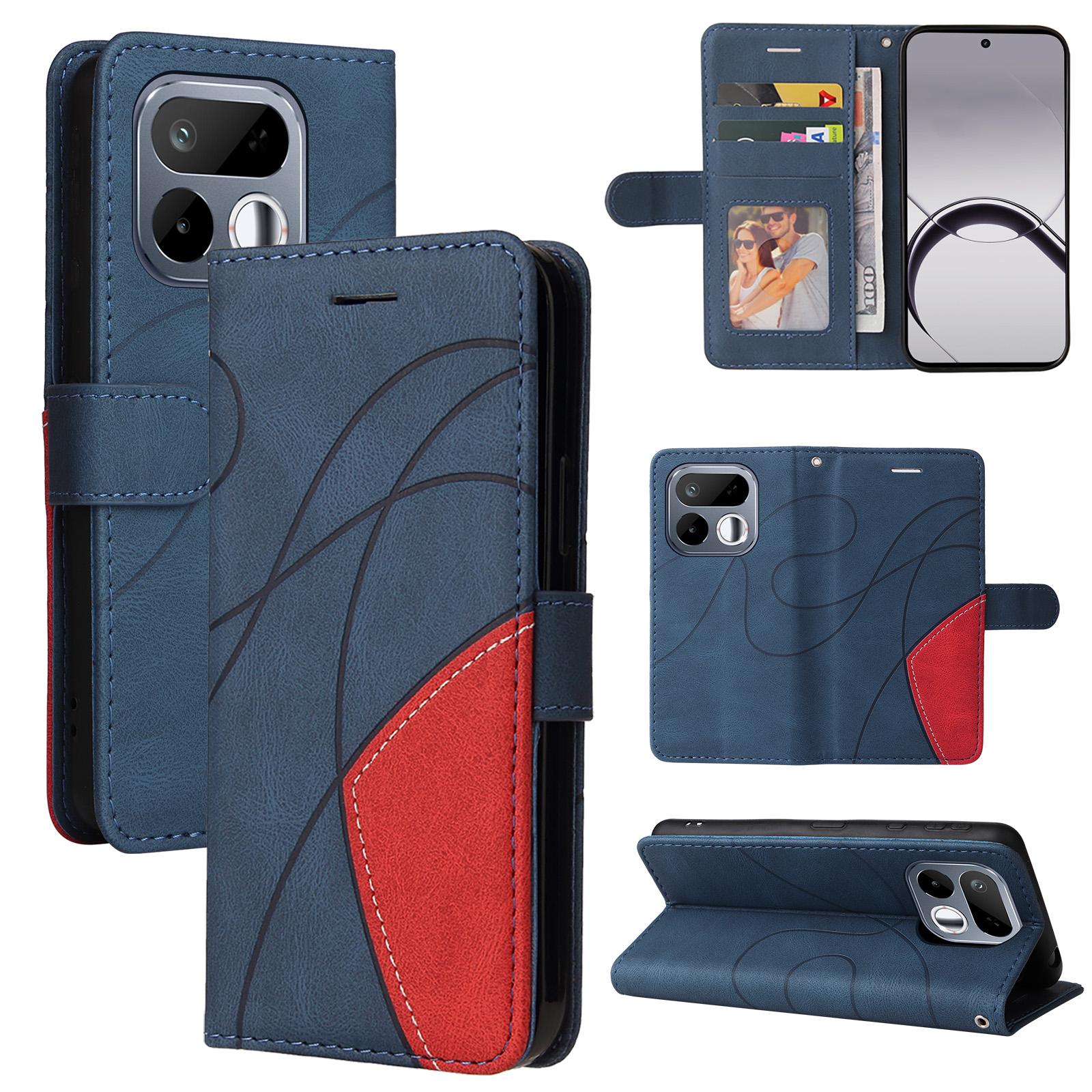 For Realme 16T 5G Dual-color Splicing Flip Leather Phone Case(Blue) - Shopkiz.com