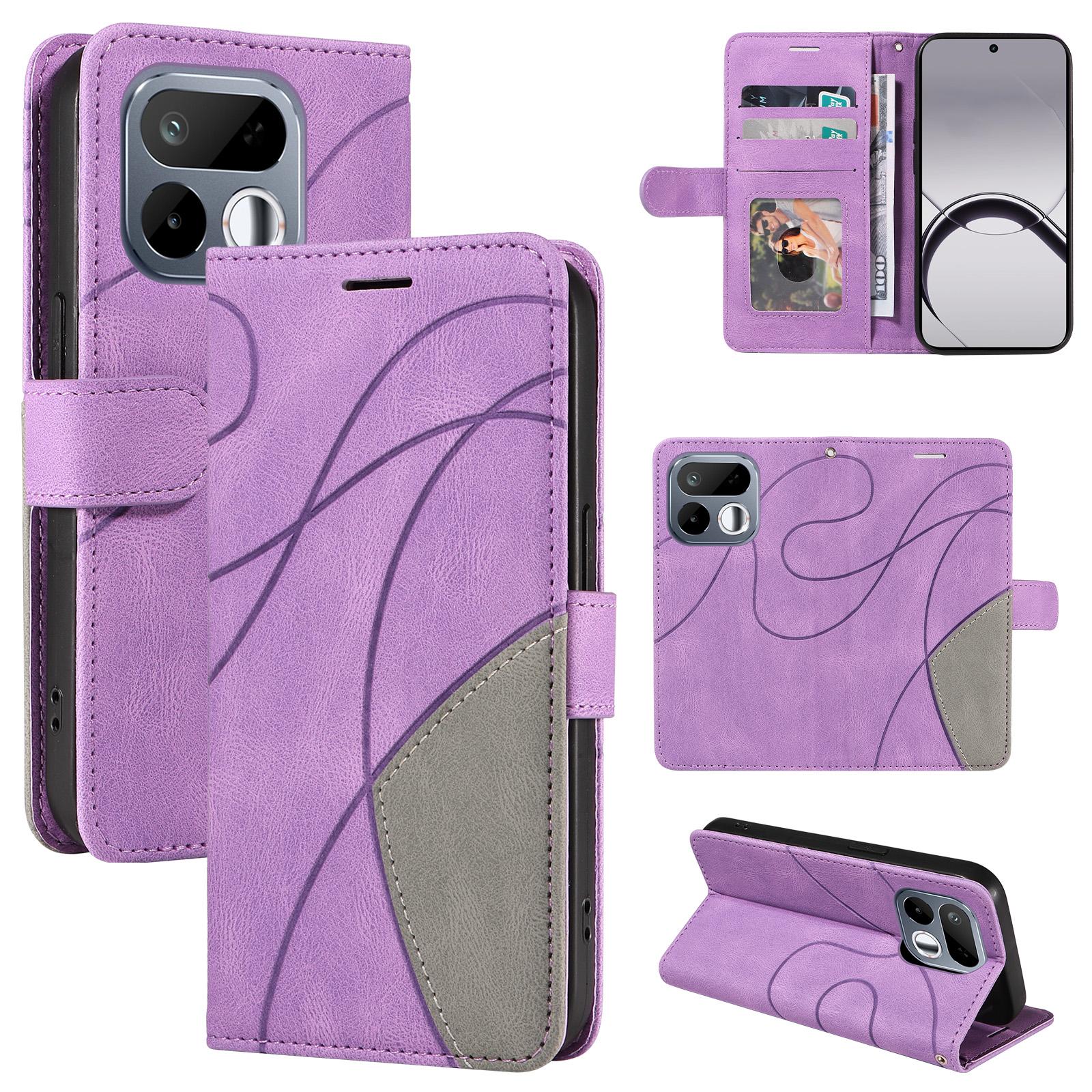 For Realme 16T 5G Dual-color Splicing Flip Leather Phone Case(Purple) - Shopkiz.com