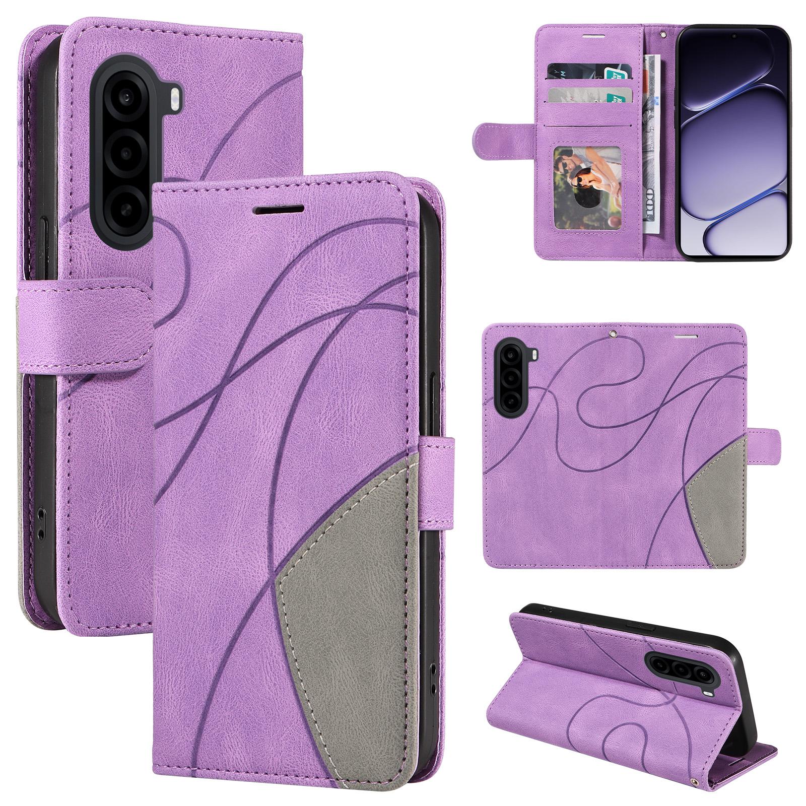 For Realme P4x 5G Dual-color Splicing Flip Leather Phone Case(Purple) - Shopkiz.com