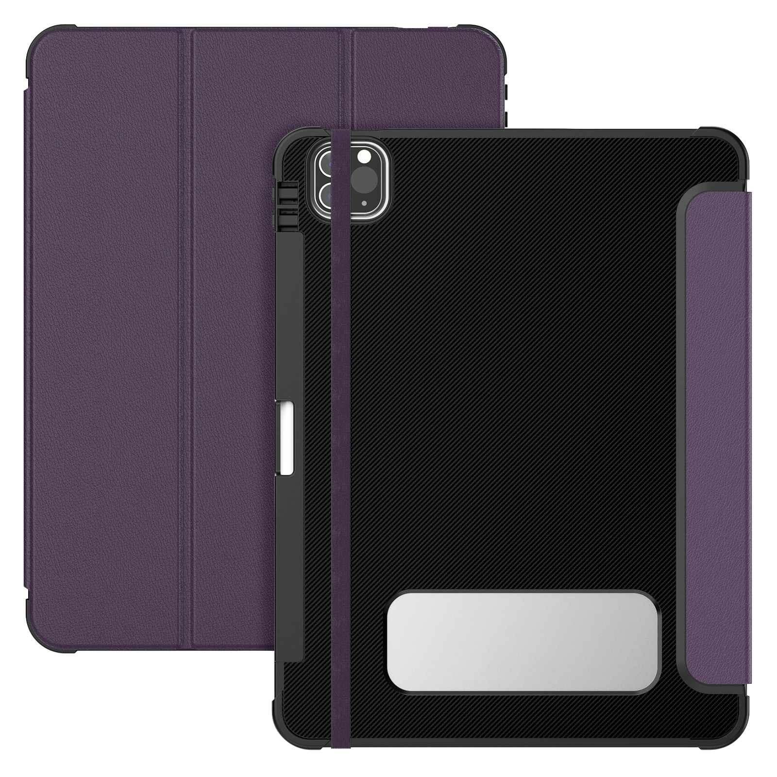 For iPad Pro 12.9 2022 / 2021 / 2020 Carbon Fiber Leather Smart Tablet Case(Purple) - Shopkiz.com