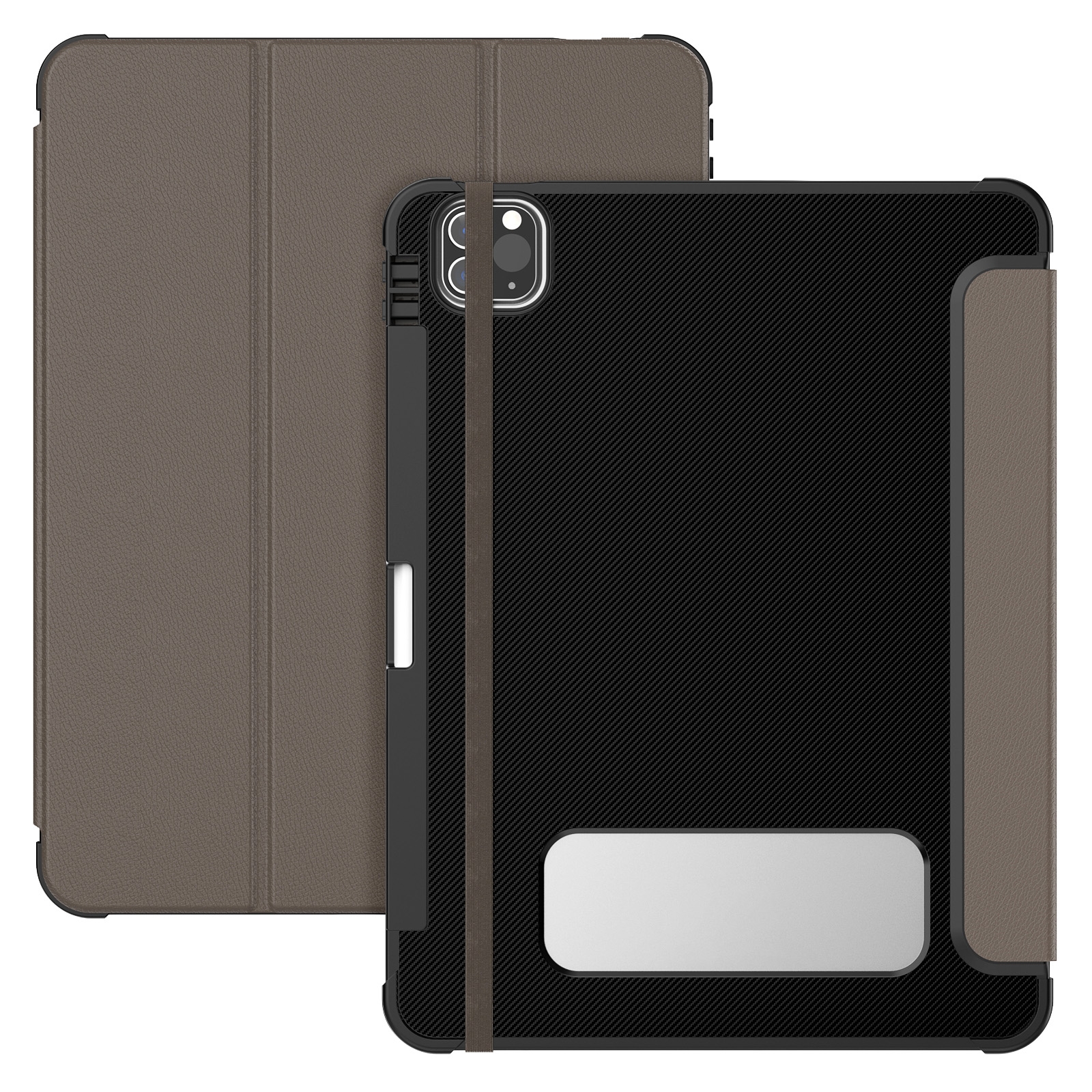 For iPad Pro 12.9 2022 / 2021 / 2020 Carbon Fiber Leather Smart Tablet Case(Brown) - Shopkiz.com