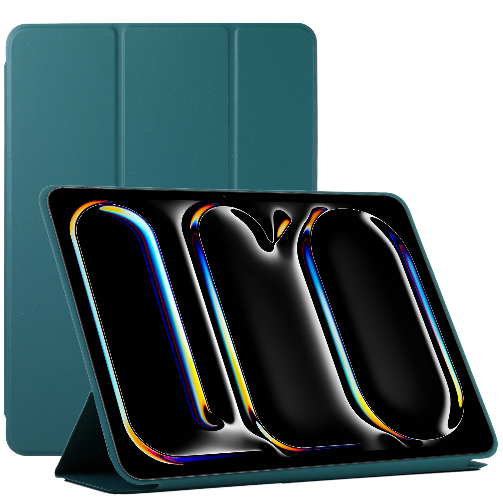 For iPad Pro 11 2025 / 2024 Double-sided Clip Non-buckle Magnetic PU Smart Tablet Case(Dark Green) - Shopkiz.com